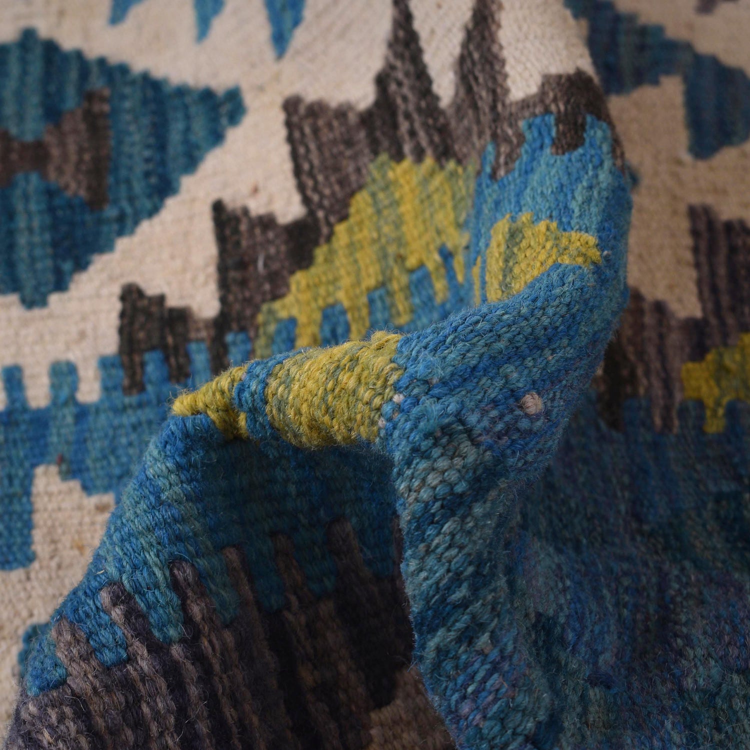 Hand Made Afghan Kilim 4' 0" x 5' 2" ft / 122 x 158 cm - No. G34011