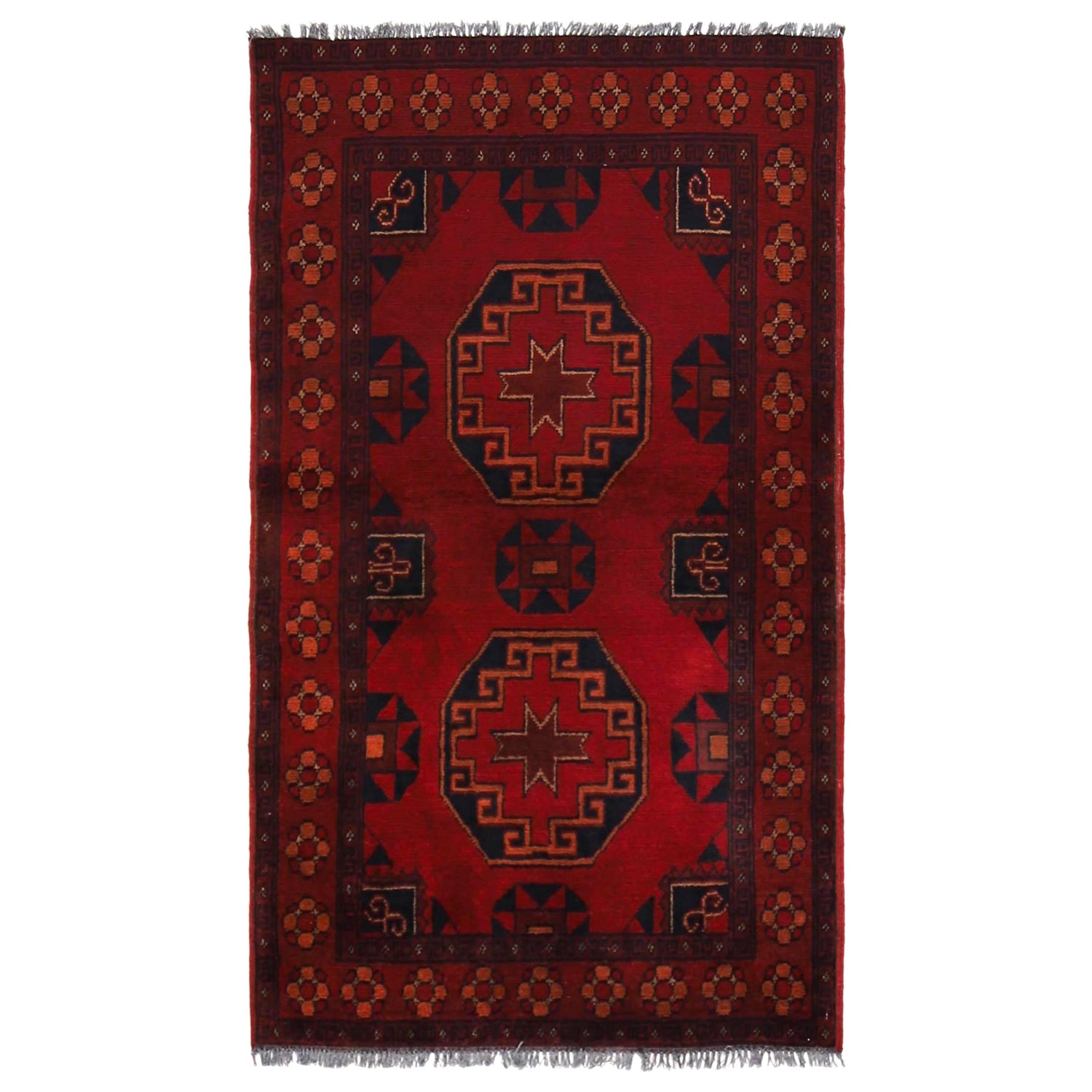 Handwoven Khal Mohammadi Afghan Carpet 2' 5" x 4' 2" ft / 74 x 128 cm - No. G34012