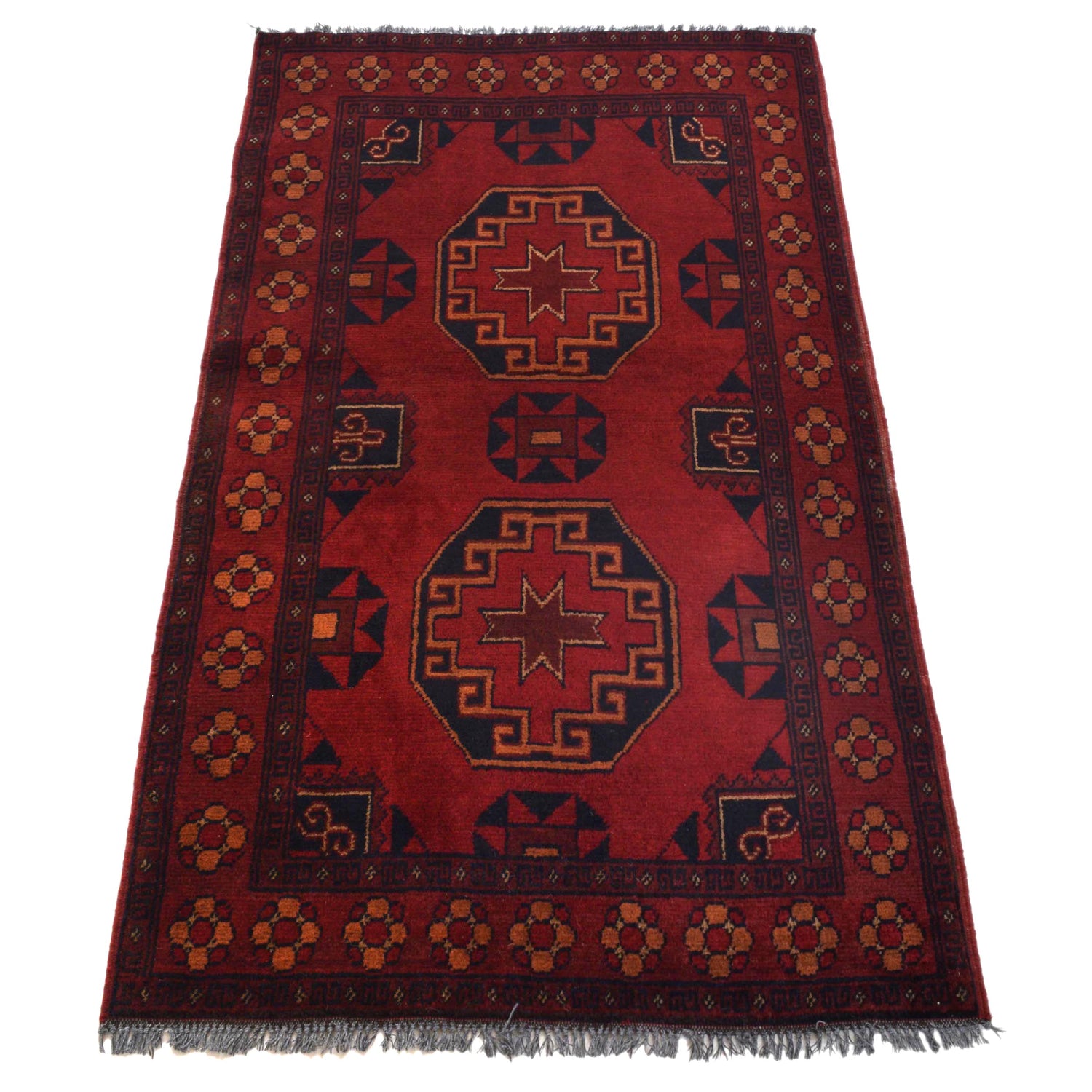 Handwoven Khal Mohammadi Afghan Carpet 2' 5" x 4' 2" ft / 74 x 128 cm - No. G34012