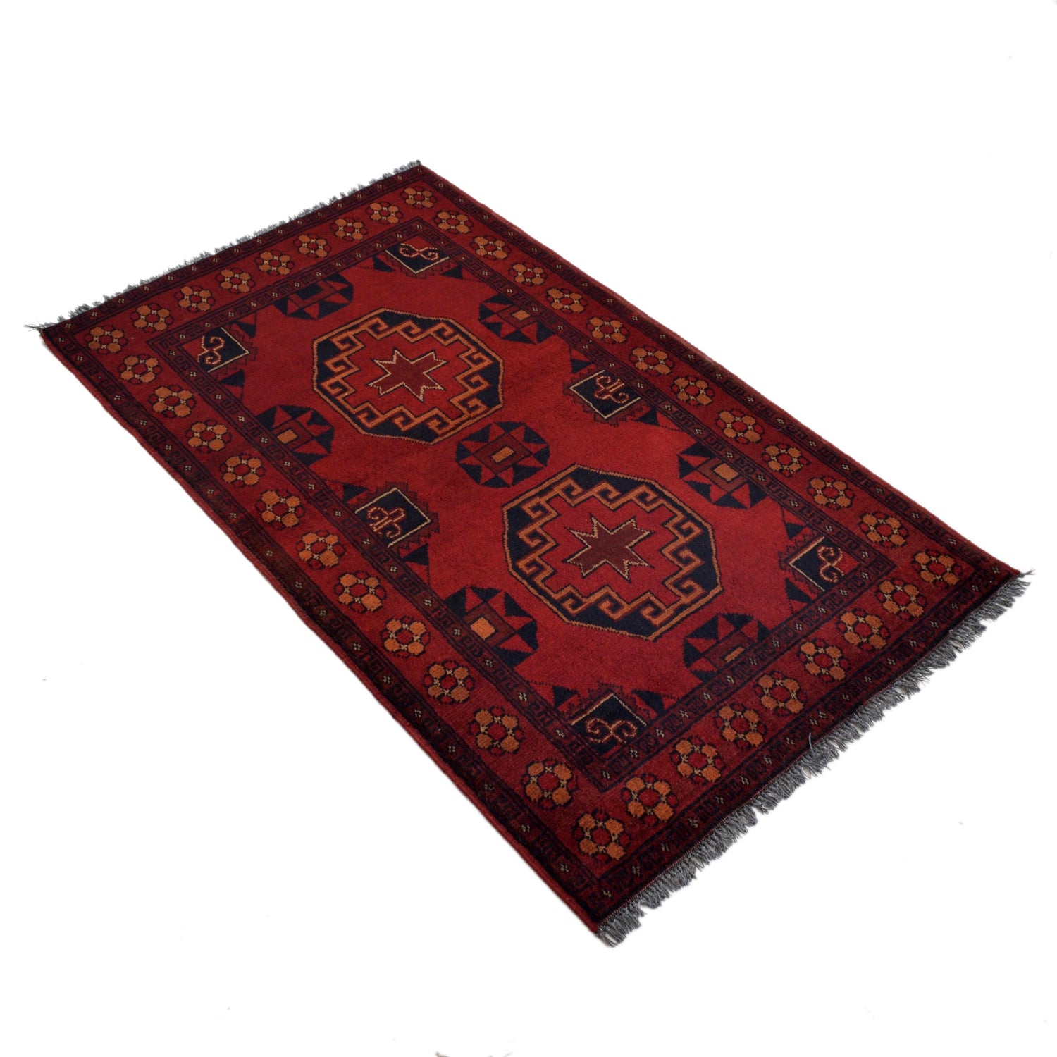 Handwoven Khal Mohammadi Afghan Carpet 2' 5" x 4' 2" ft / 74 x 128 cm - No. G34012