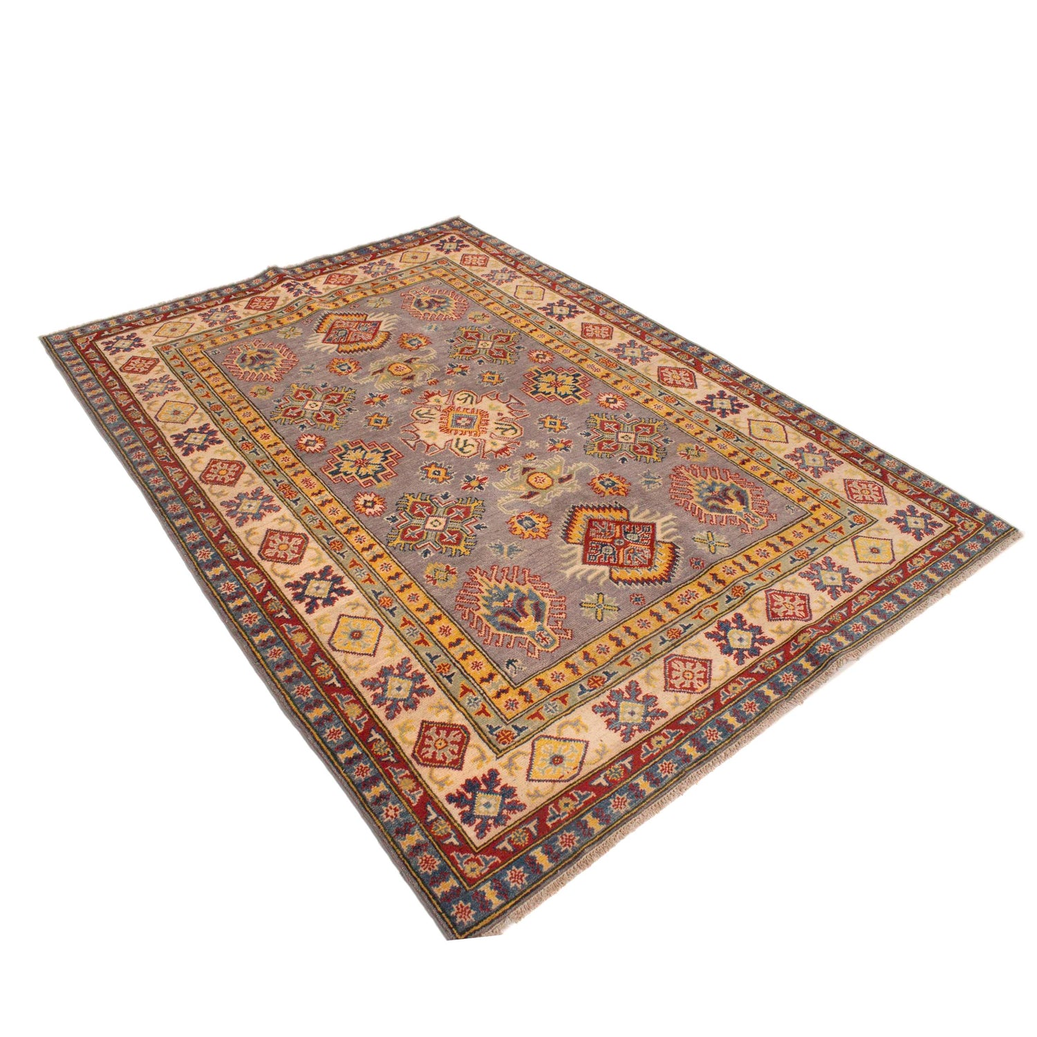 Hand knotted Kazak Carpet 4' 11" x 7' 0" ft / 150 x 213 cm - No. G34021