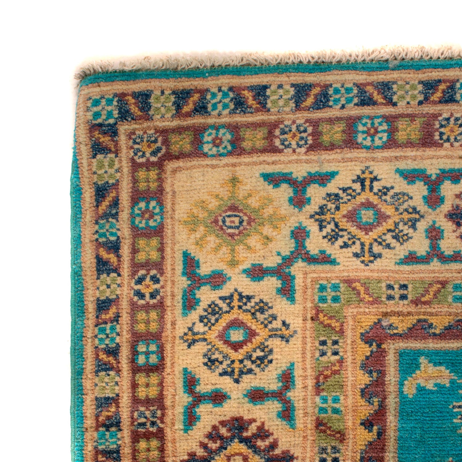 Handmade Kazak Area Rug 4' 0" x 5' 5" ft / 123 x 165 cm - No. G34022