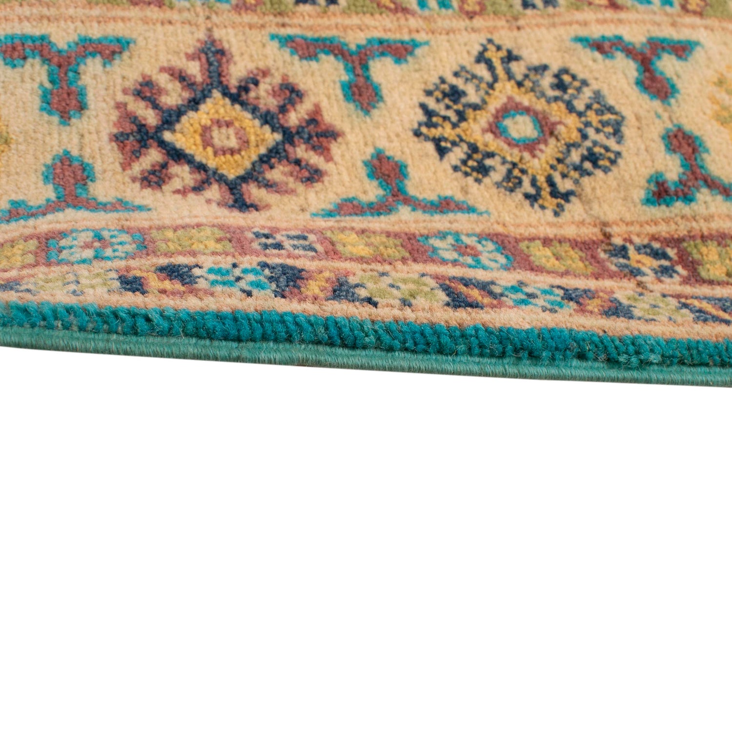 Handmade Kazak Area Rug 4' 0" x 5' 5" ft / 123 x 165 cm - No. G34022