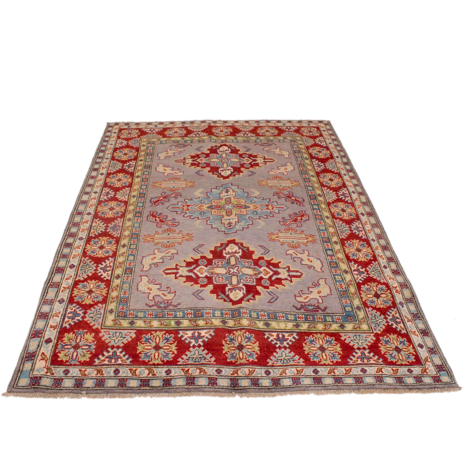 Gray Color Kazak Rug 5' 0" x 6' 7" ft / 152 x 201 cm - No. G34024