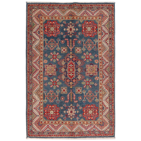 Blue Kazak Rug 3' 11" x 5' 11" ft / 120 x 181 cm - No. G34145