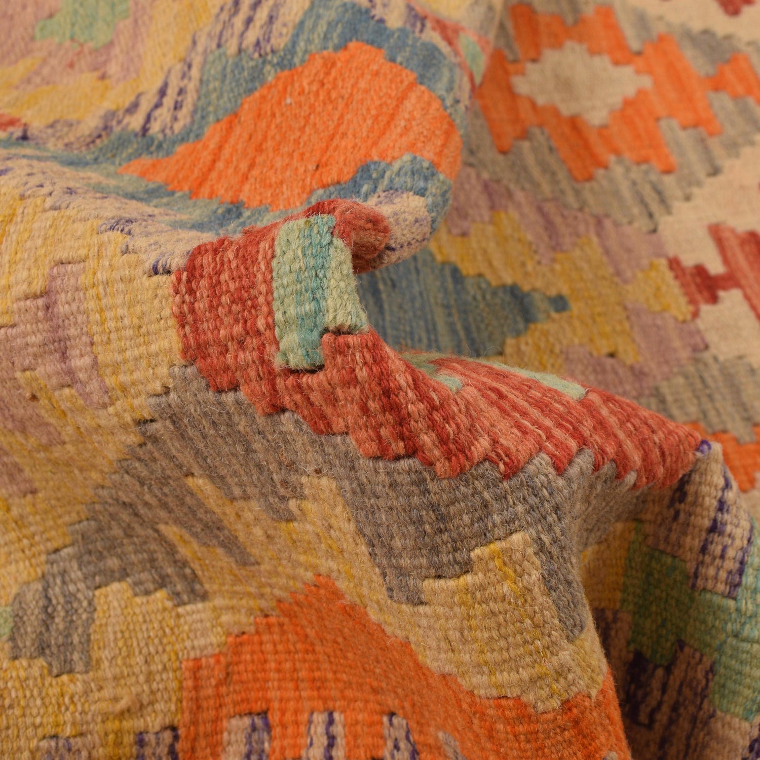 Hand Woven Wool Kelim Runner 2' 9" x 8' 4" ft / 85 x255 cm - No. G34382