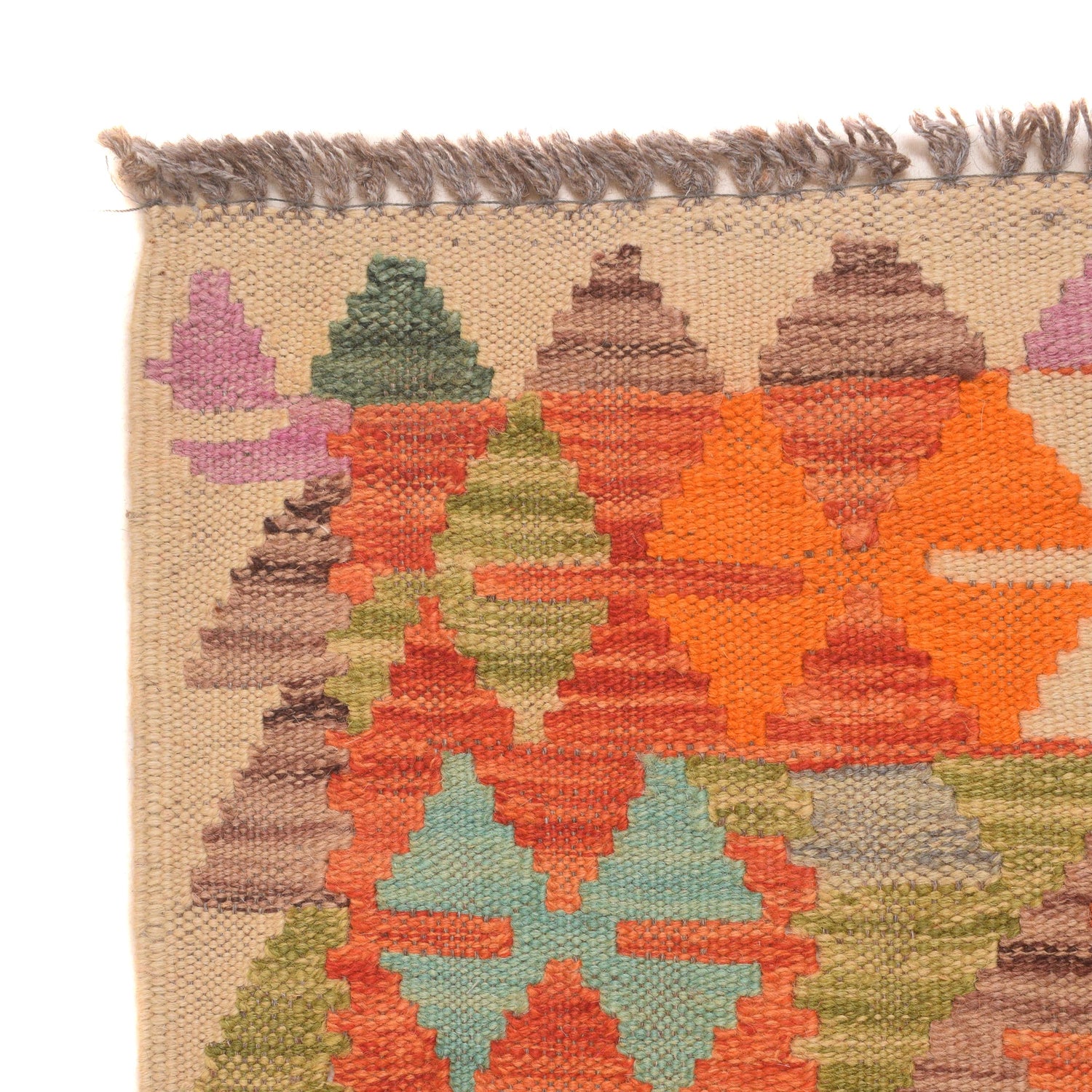 Handmade Turkish Design Wool Kilim Runner 2' 9" x 8' 0" ft / 84 x244 cm - No. G34383