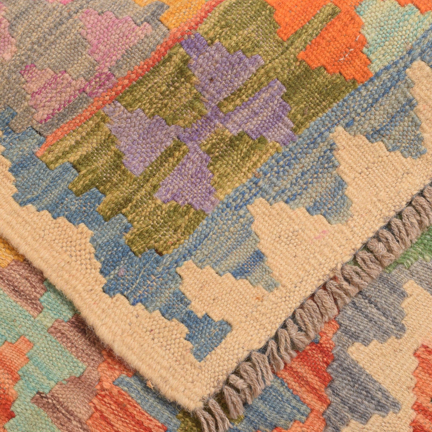 Hand Knotted Afghan Style Kilim Runner 2' 11" x 9' 8" ft / 90 x 295 cm - No. G34384