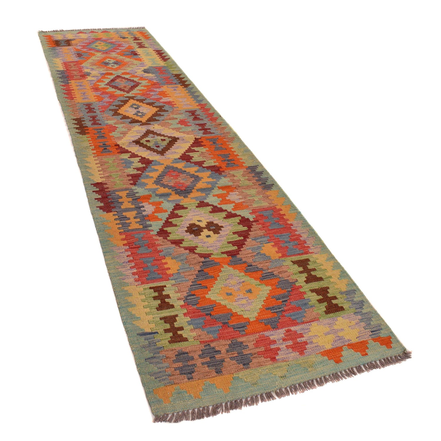 Handmade Turkish Design Wool Kilim Runner 2' 8" x 9' 10" ft / 81 x 300 cm - No. G34391