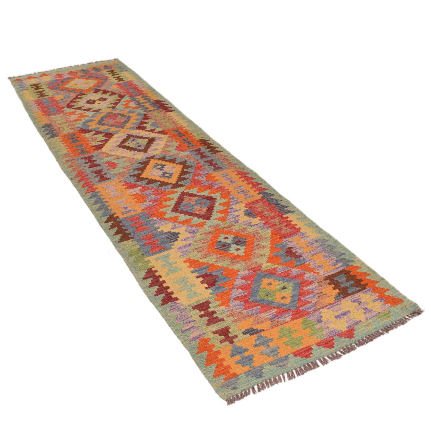 Handmade Turkish Design Wool Kilim Runner 2' 8" x 9' 10" ft / 81 x 300 cm - No. G34391