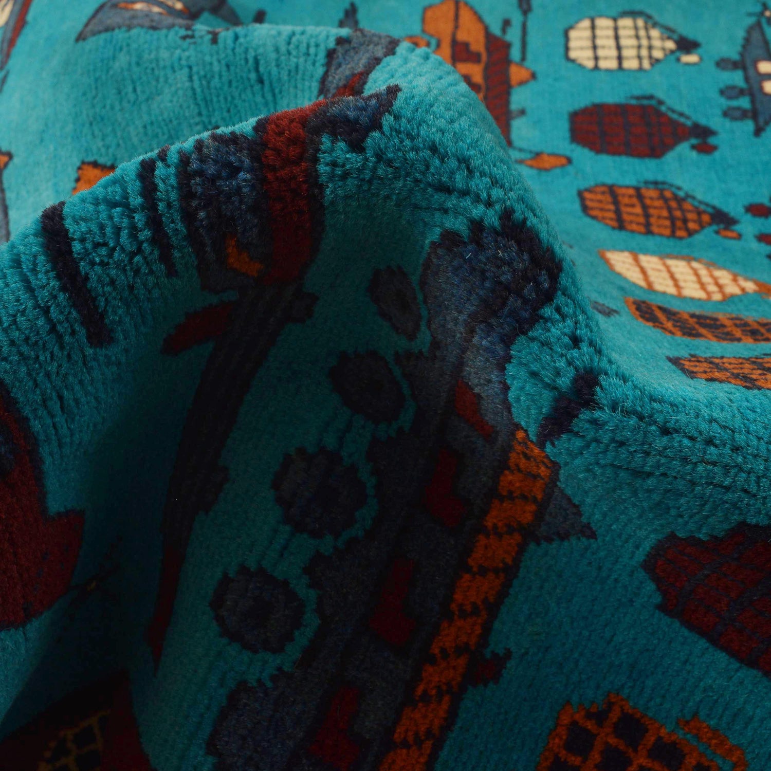 Authentic Afghan War Area Rug 3' 5" x 4' 9" ft / 104 x 145 cm - No. G34406