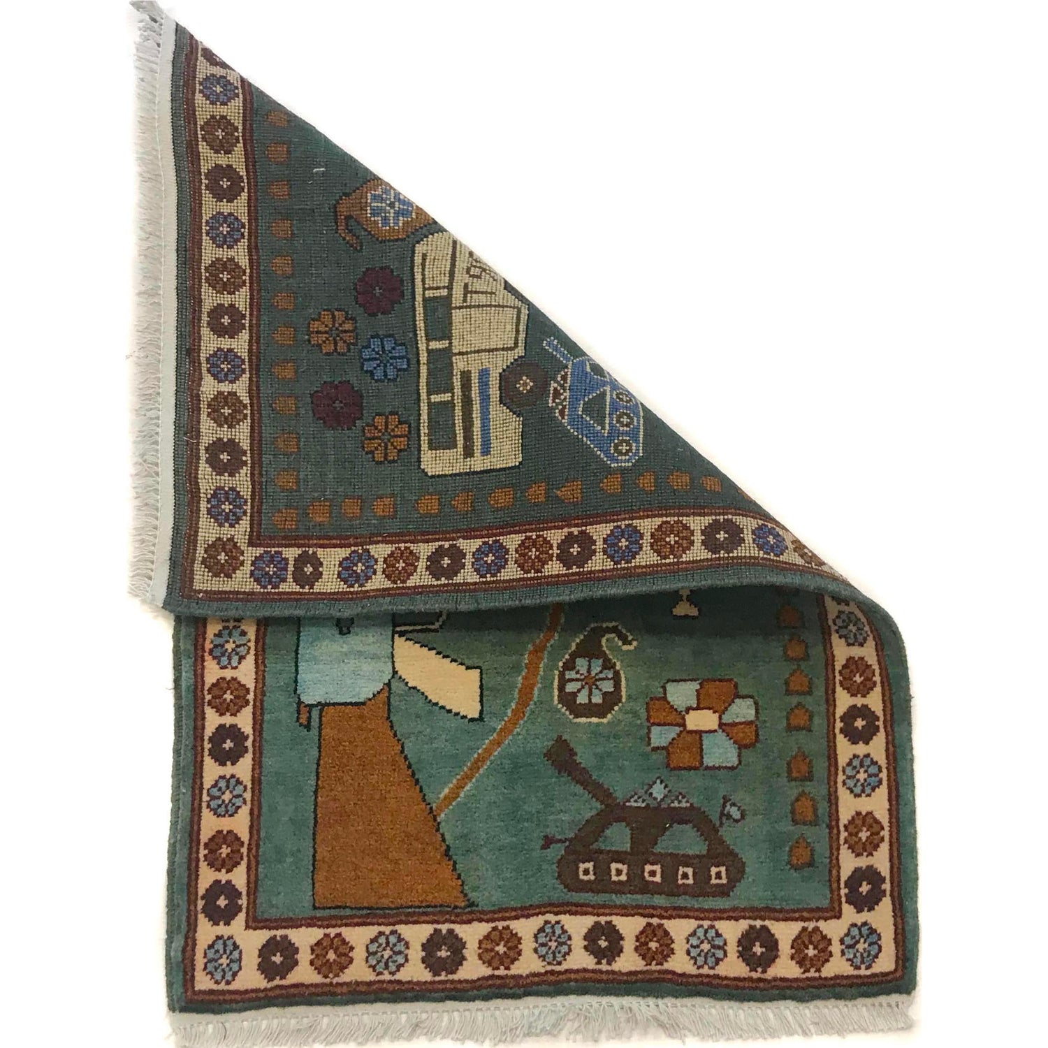 Handmade Afghan War Area Rug 2' 0" x 2' 10" ft / 60 x 86 cm - No. G34414