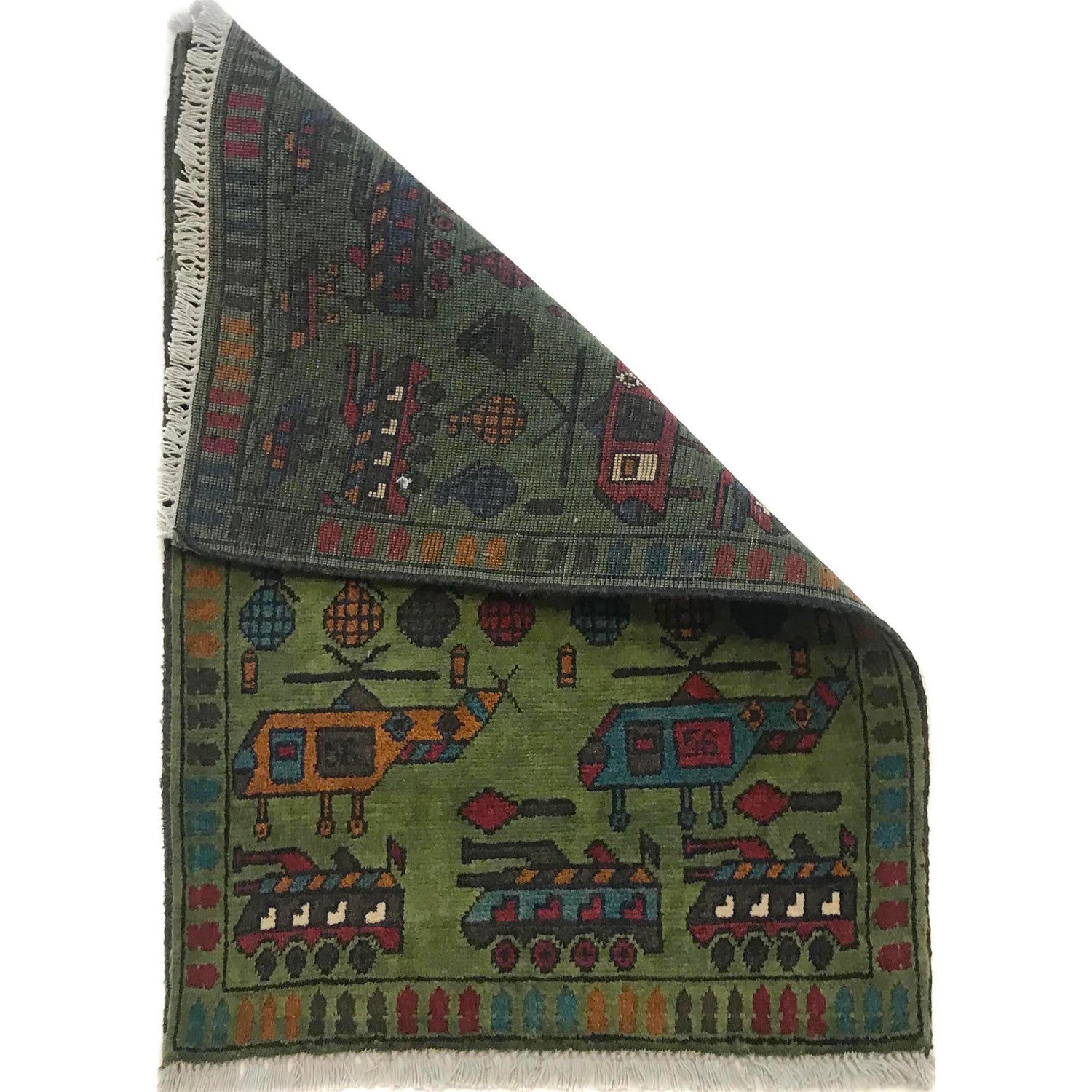 Handcrafted Afghan War Rug 2' 0" x 2' 11" ft / 60 x 88 cm - No. G34437