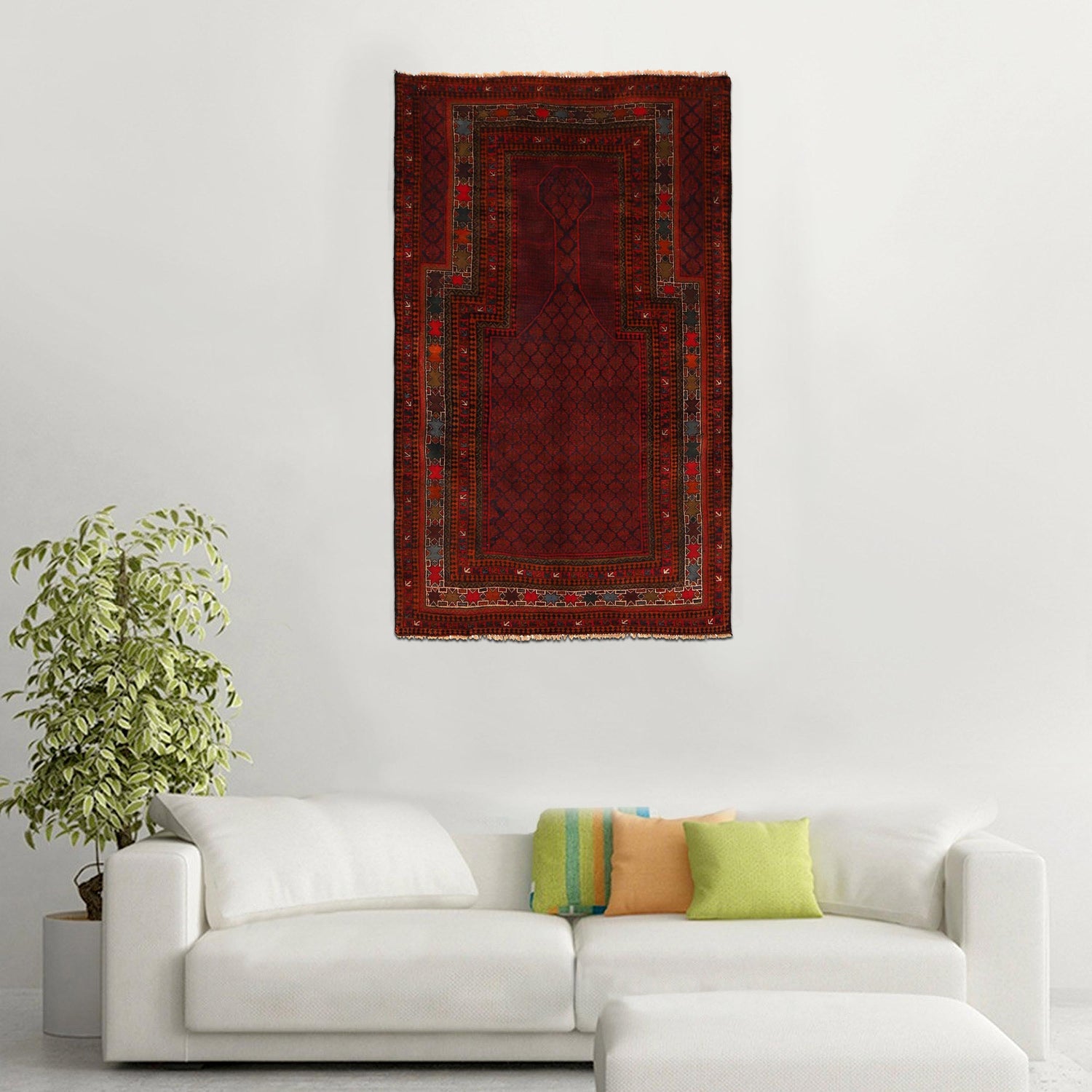 Small Prayer Carpet 3' 3" x 5' 8" ft / 98 x 172 cm - G34861