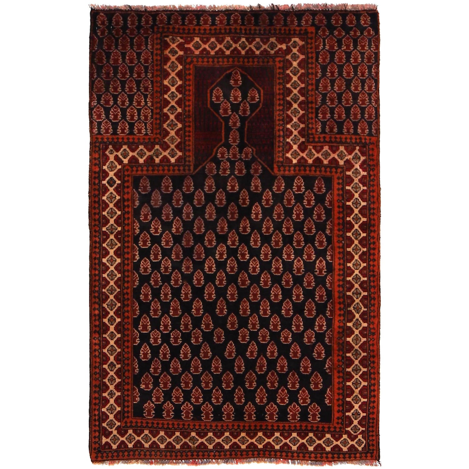Muslim Prayer Rug 2' 8" x 4' 2" ft / 81 x 126 cm - No. G34862