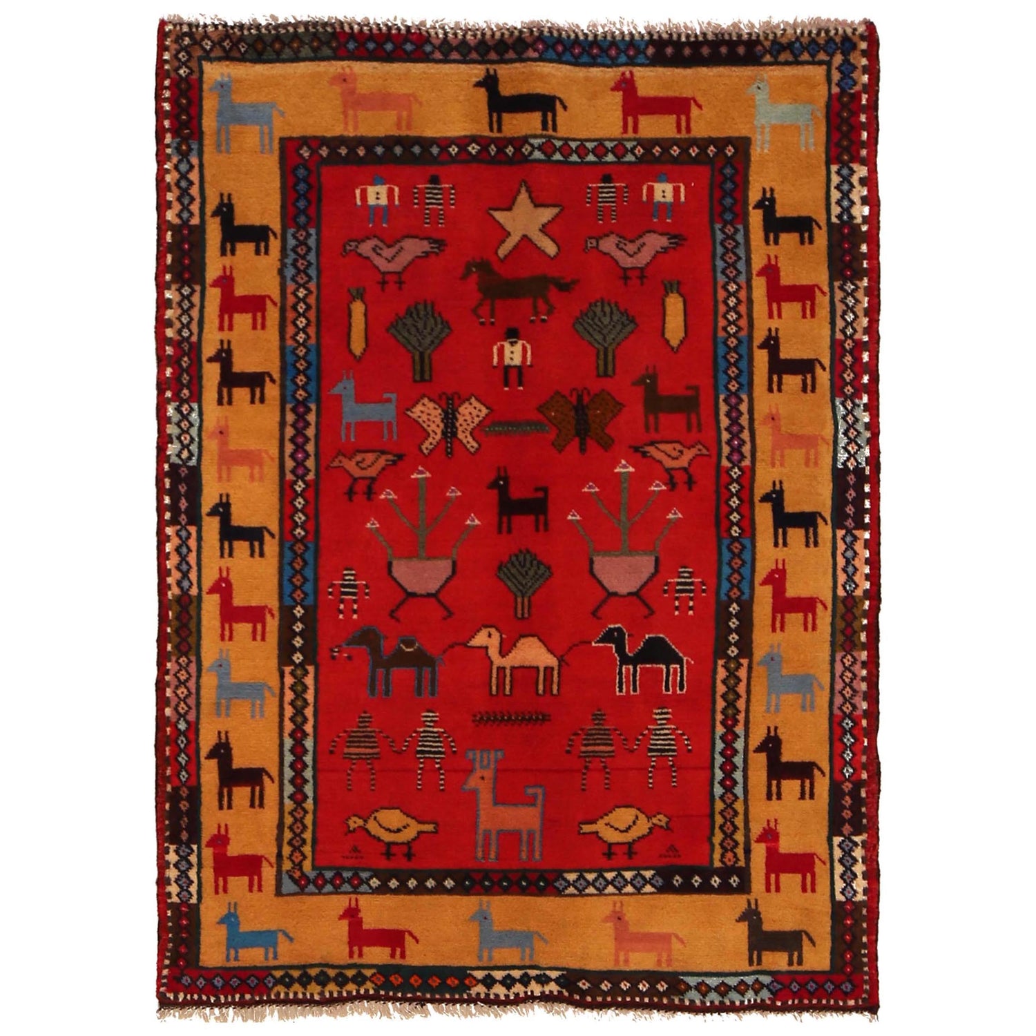 Handmade Pictorial Carpet 2' 11" x 3' 11" ft / 90 x 120 cm - No. G34863