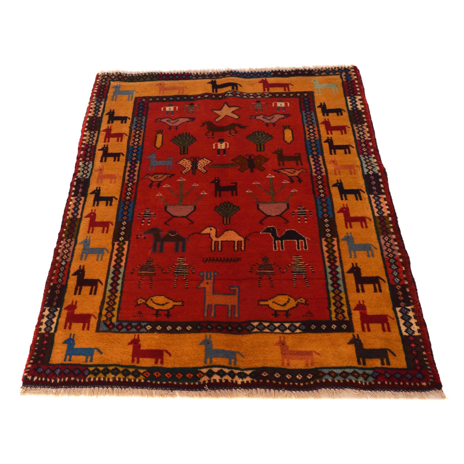 Handmade Pictorial Carpet 2' 11" x 3' 11" ft / 90 x 120 cm - No. G34863