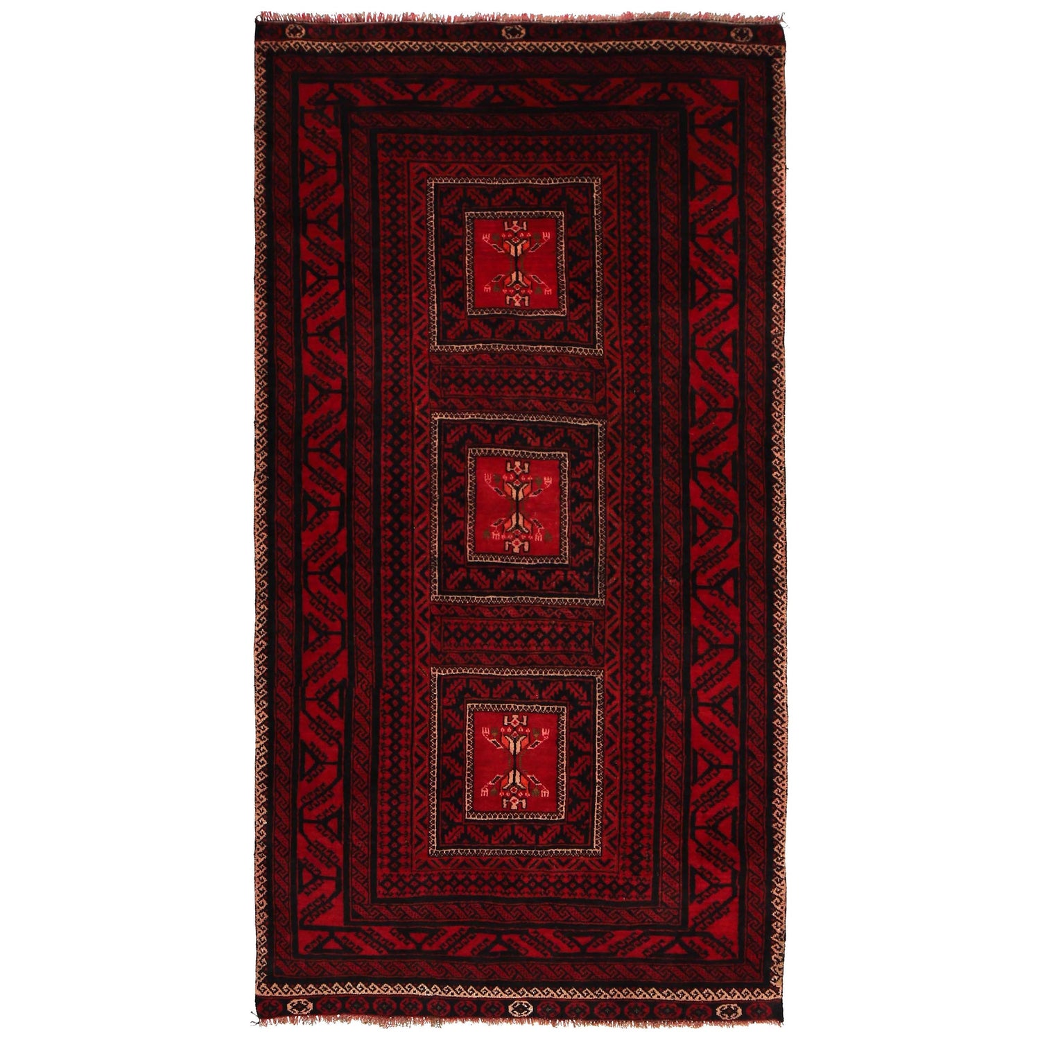 Handwoven Red Baluchi Carpet – Authentic 4x6 Tribal Rug. – ALLRUGO