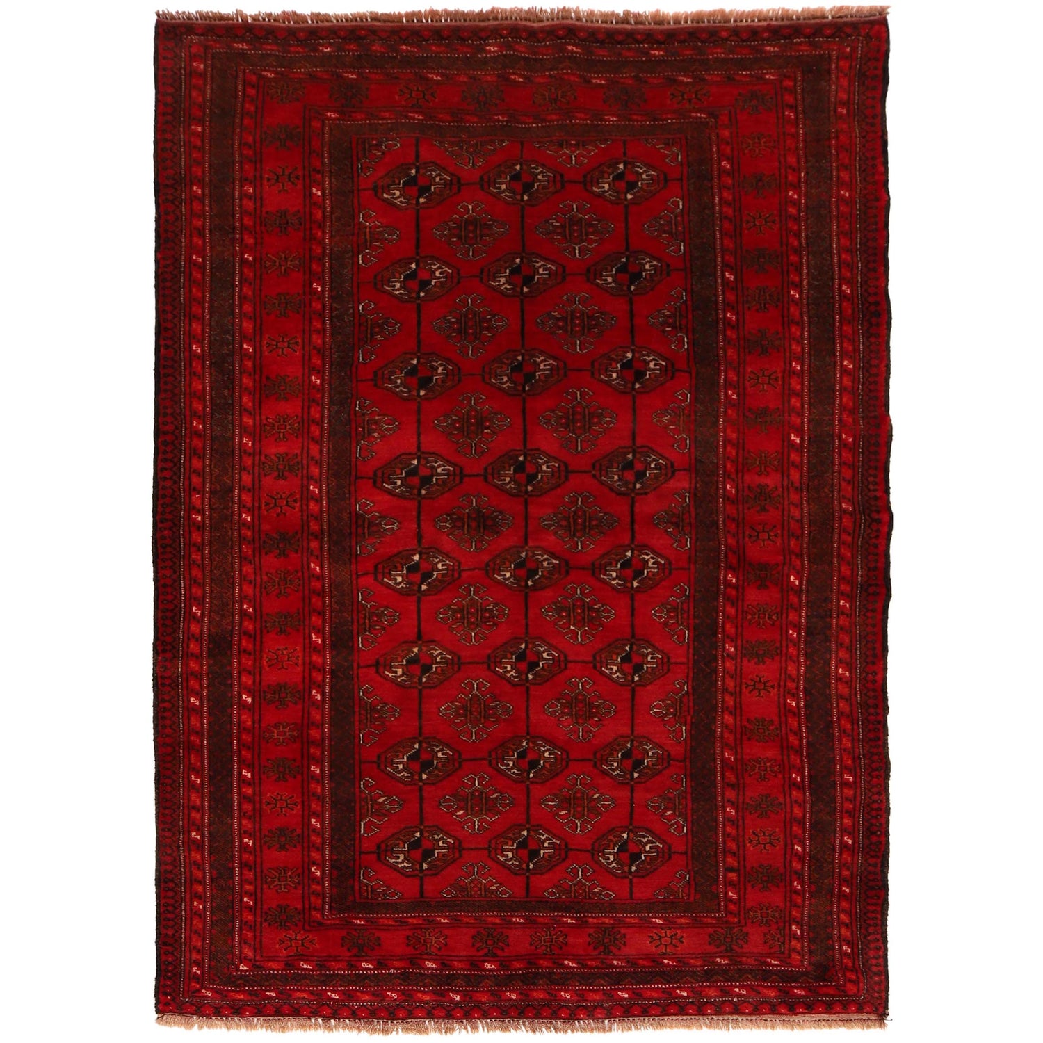 Red Color Baluchi Rug 4' 3" x 5' 10" ft / 130 x 177 cm - No. G34867