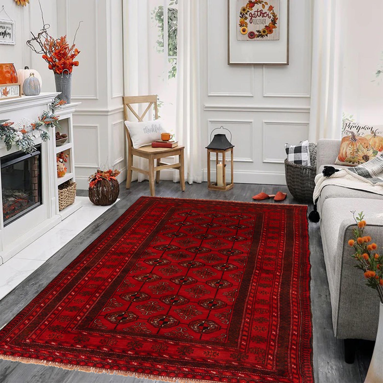 Red Color Baluchi Rug 4' 3" x 5' 10" ft / 130 x 177 cm - No. G34867