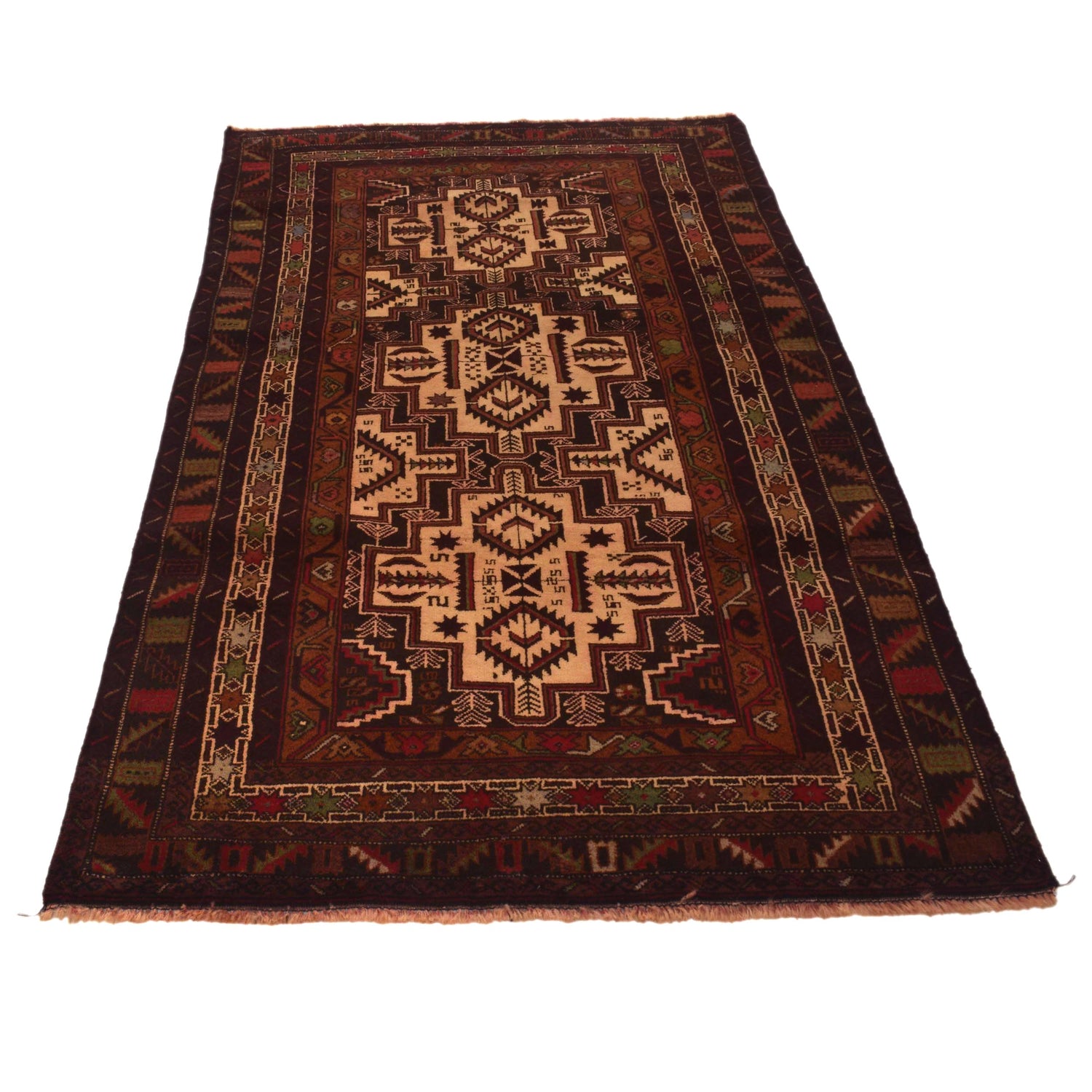 Multi Baluchi Rug 3' 7" x 6' 6" ft / 108 x 198 cm - No. G34868