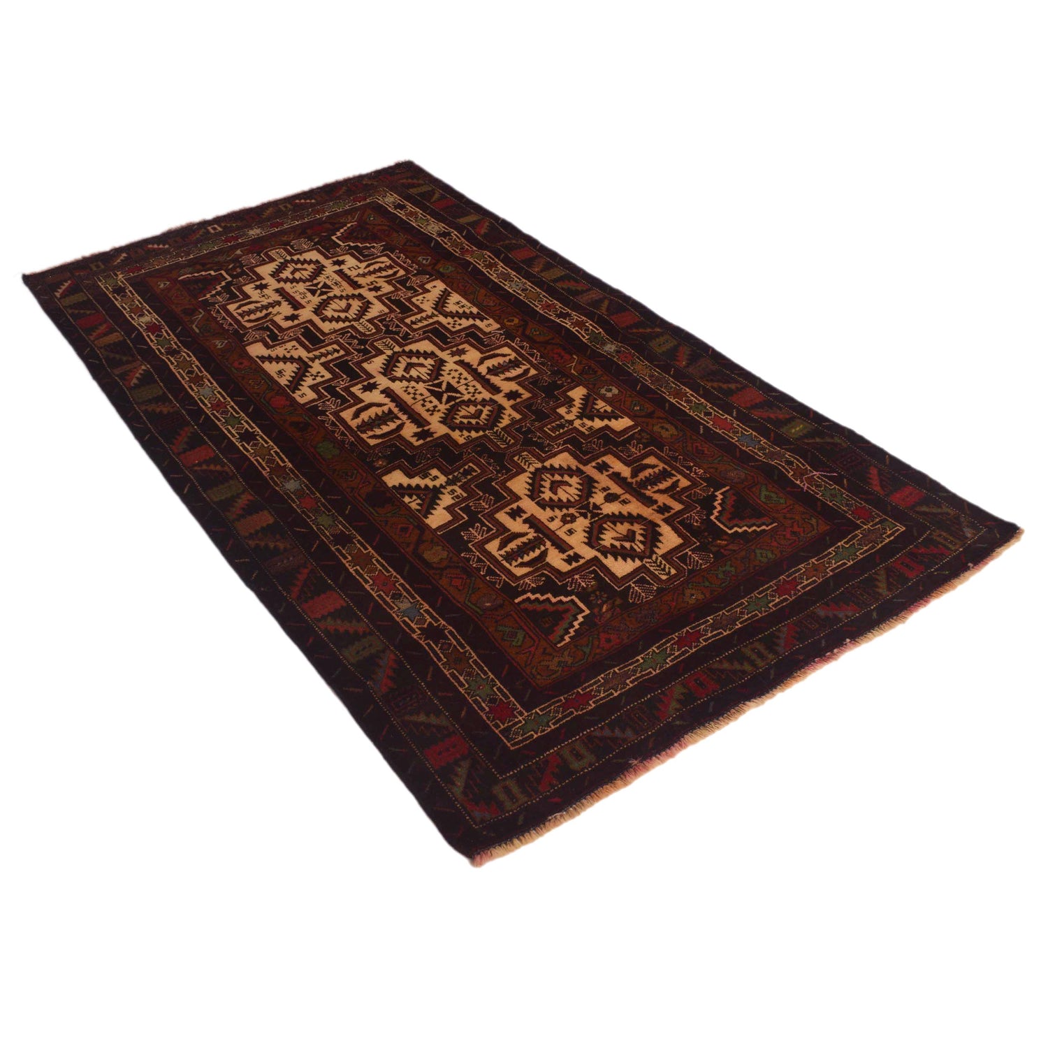 Multi Baluchi Rug 3' 7" x 6' 6" ft / 108 x 198 cm - No. G34868