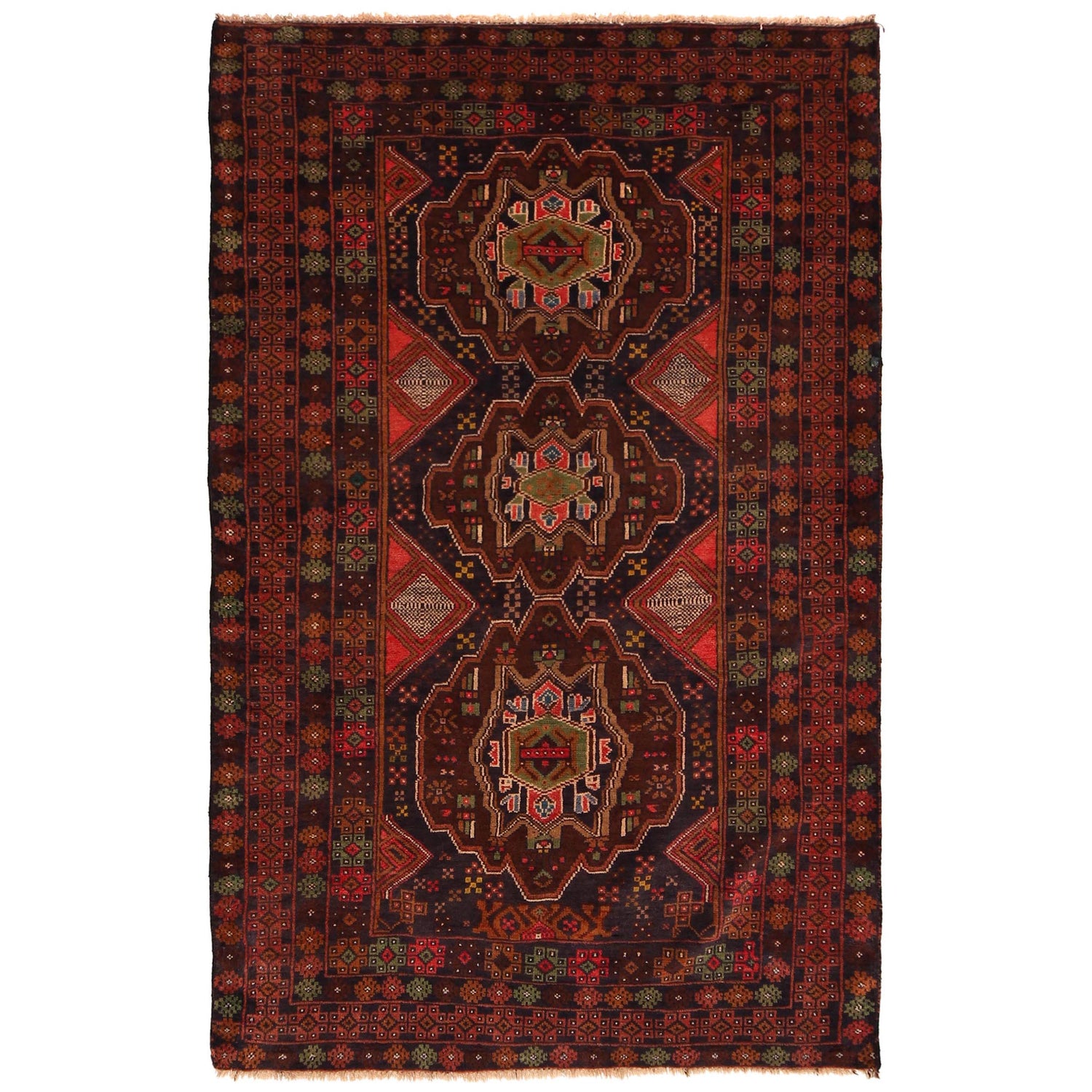 Baluch Short Rug 4' 0" x 6' 3" ft / 121 x 190 cm - No. G34869
