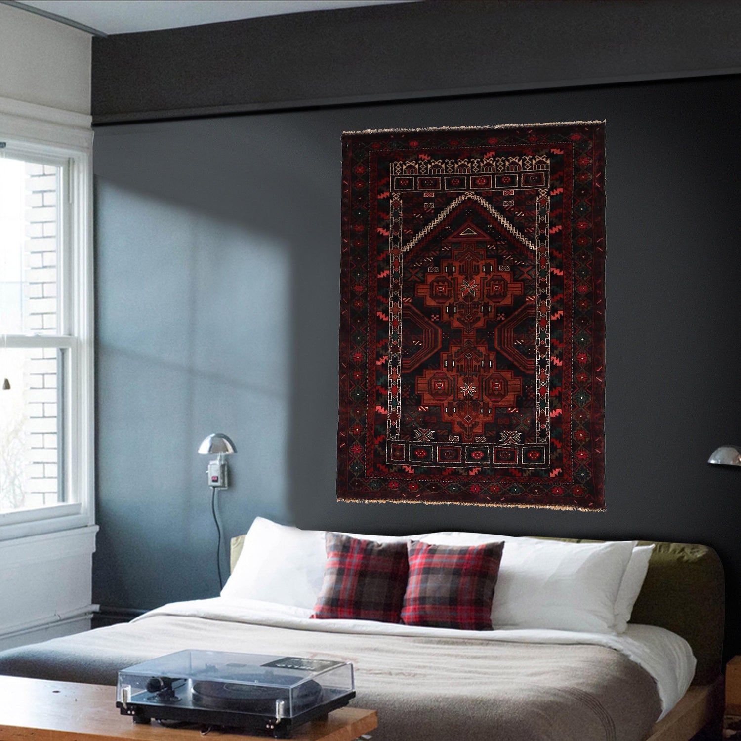 Muslim Prayer Rug 2' 9" x 4' 5" ft / 85 x 134 cm - No. G34875