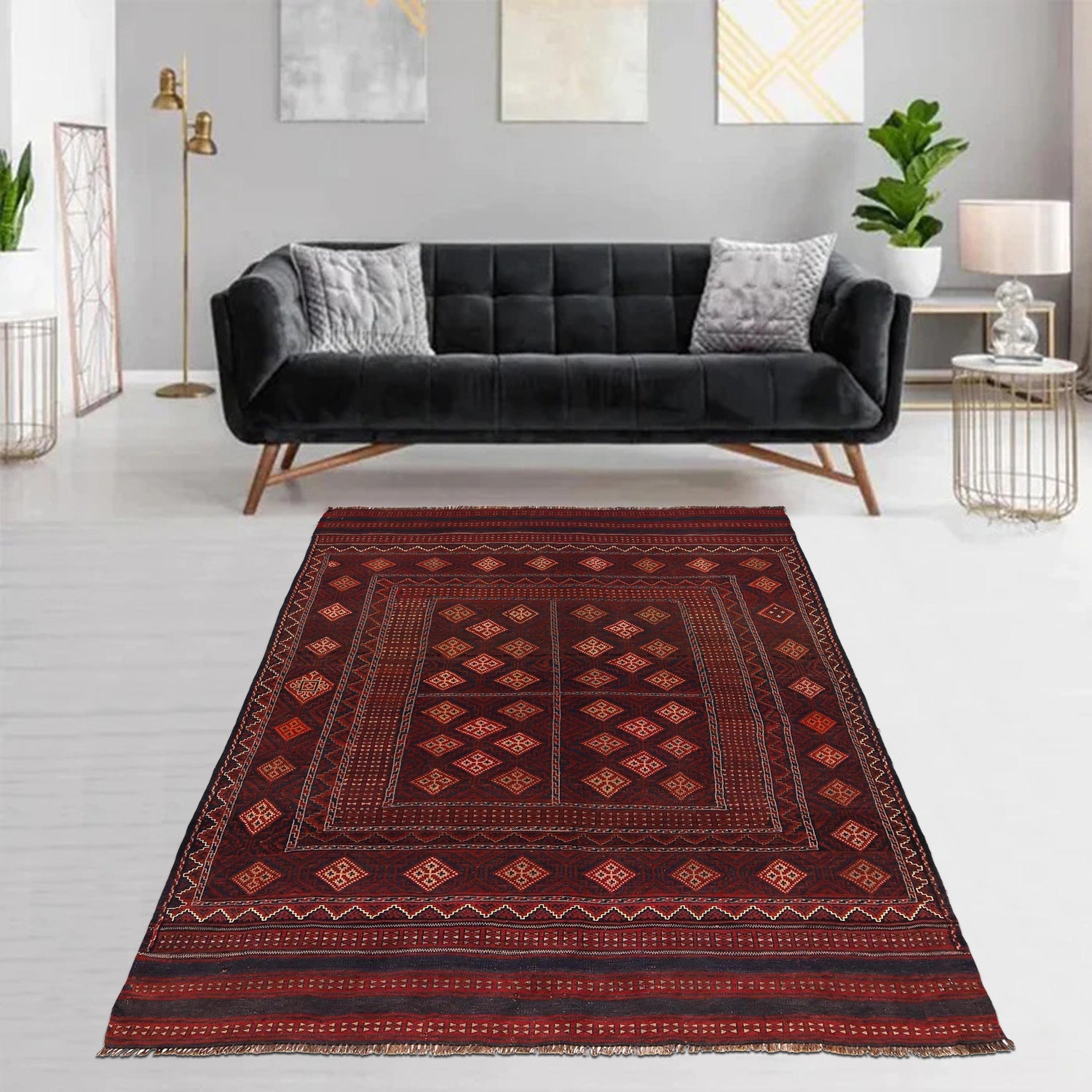 Afghan Laghari Kilim 4' 7" x 6' 3" ft / 140 x 190 cm - No. G34886