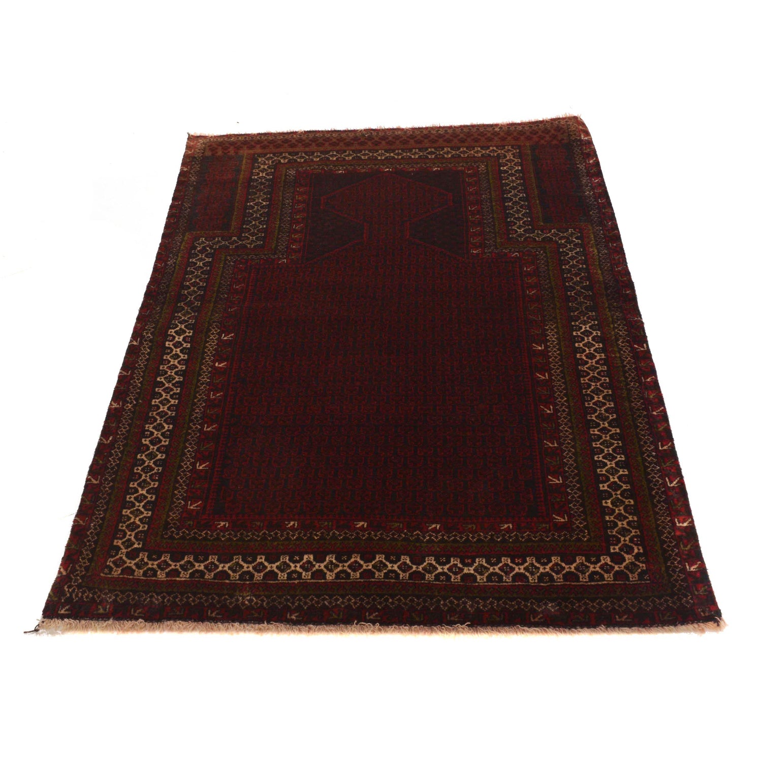 Muslim Prayer Rug 3' 3" x 4' 8" ft / 99 x 143 cm - G35174