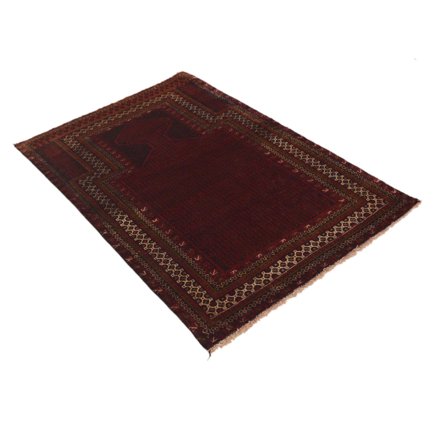 Muslim Prayer Rug 3' 3" x 4' 8" ft / 99 x 143 cm - G35174