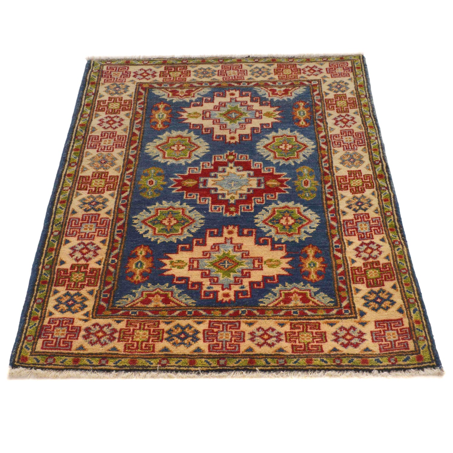 Blue Color Kazak Rug 2' 9" x 4' 8" ft / 84 x 141 cm - No. G35207