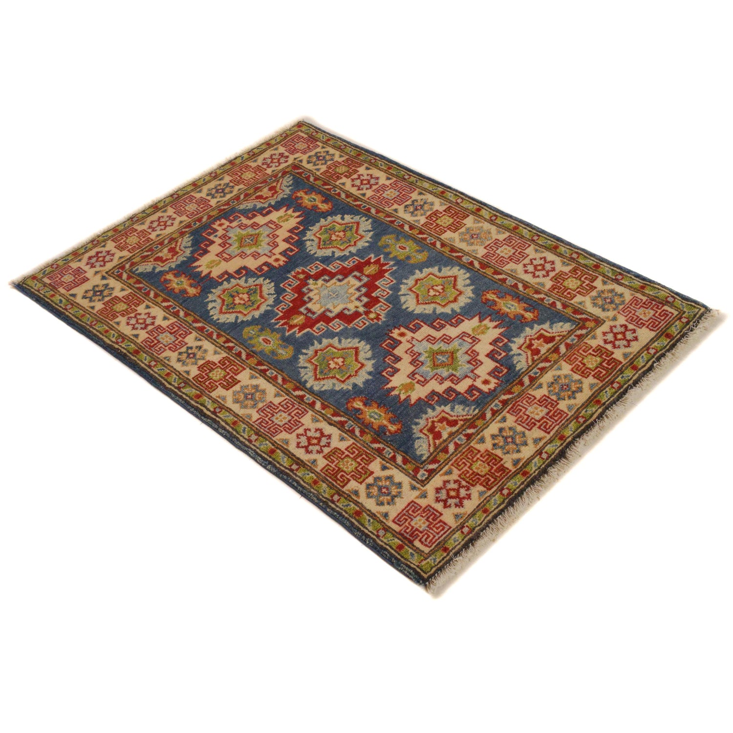 Blue Color Kazak Rug 2' 9" x 4' 8" ft / 84 x 141 cm - No. G35207