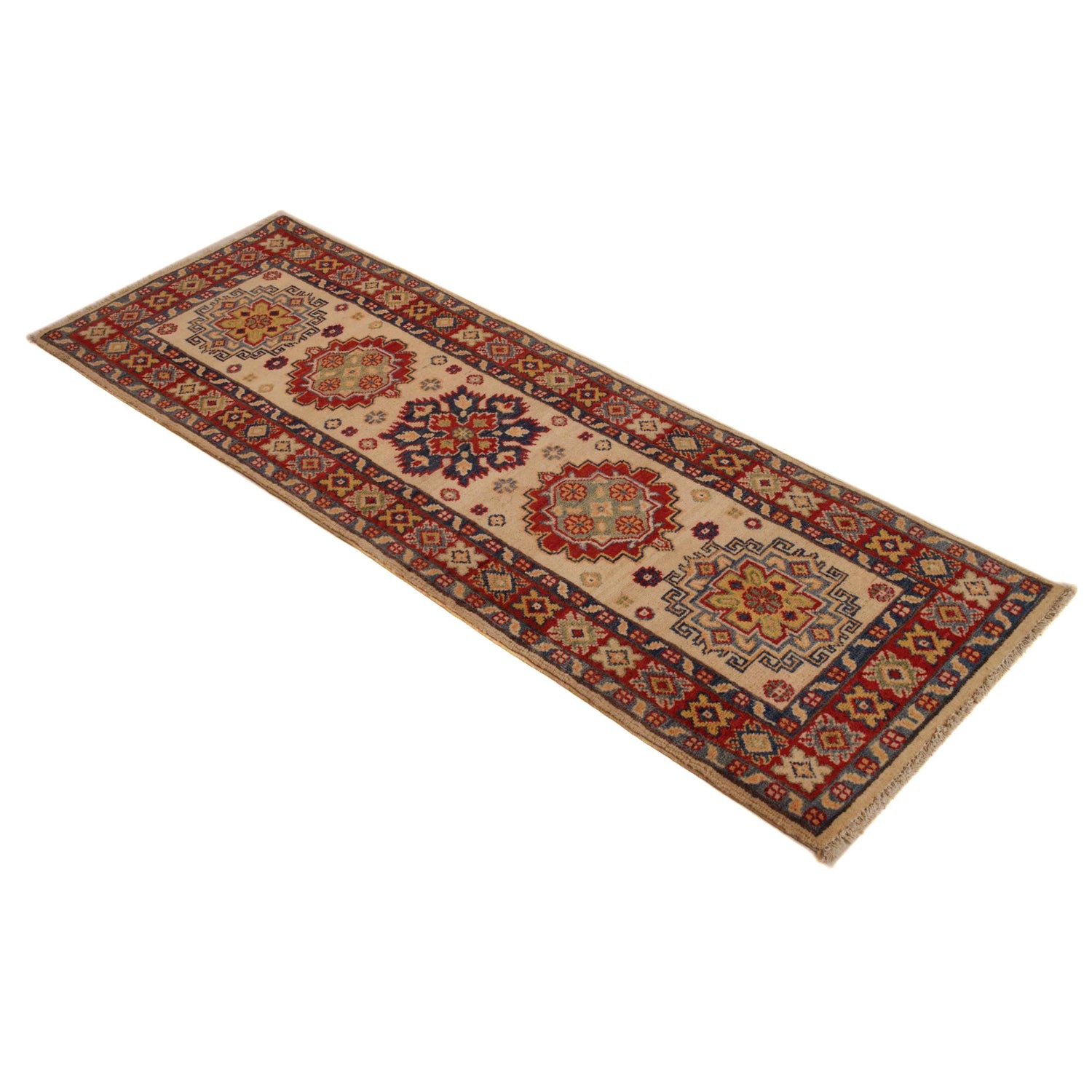 Hand Knotted Kazak Oriental Runner Rug 2' 1" x 6' 2" ft / 63 x 188 cm - No. G35208