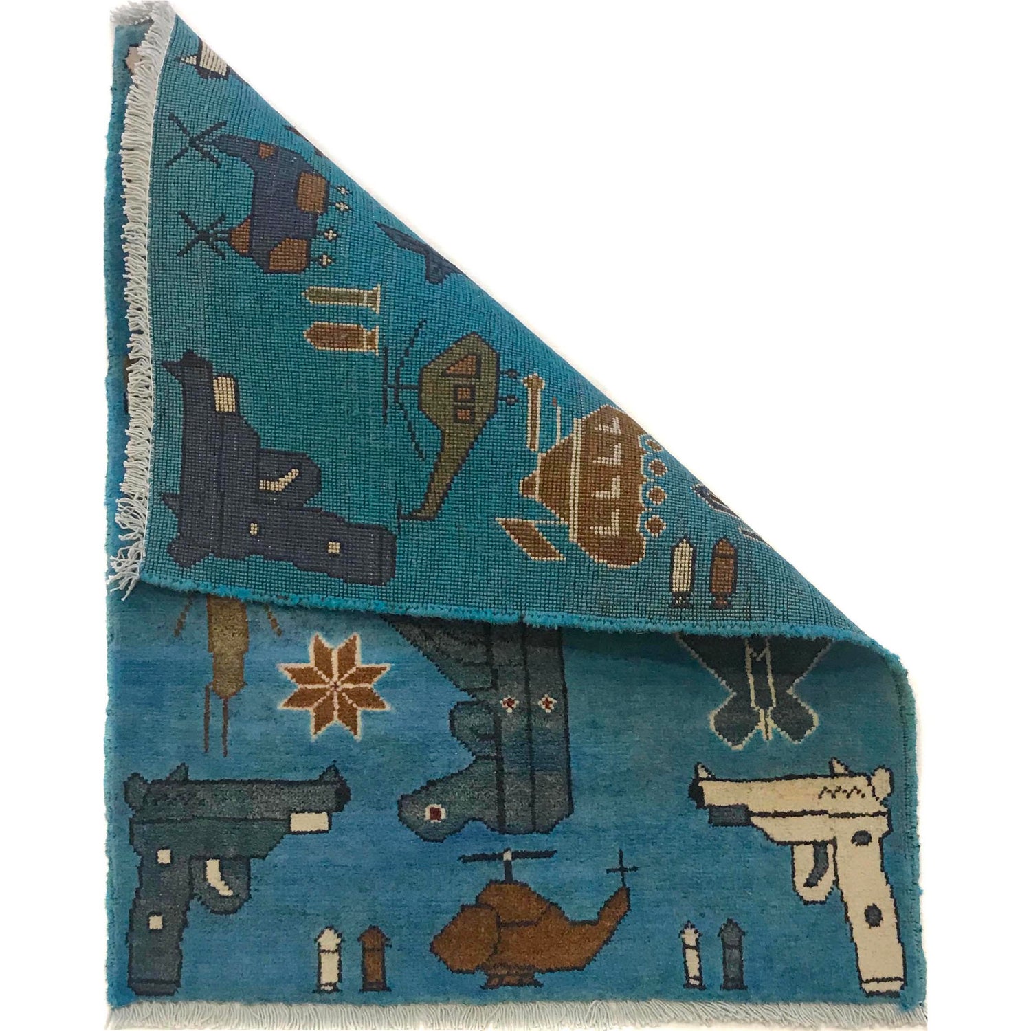 Authentic Afghan War Area Rug 2' 0" x 2' 8" ft / 61 x 82 cm - No. G35387