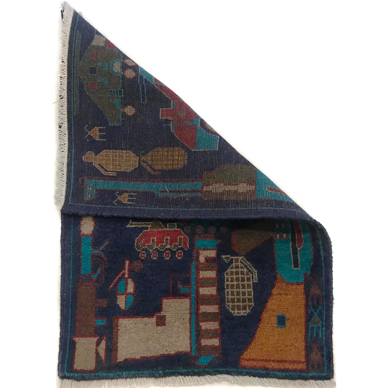 Afghan War Rug – Military Design 1' 10" x 2' 10" ft / 57 x 86 cm - No. G35392