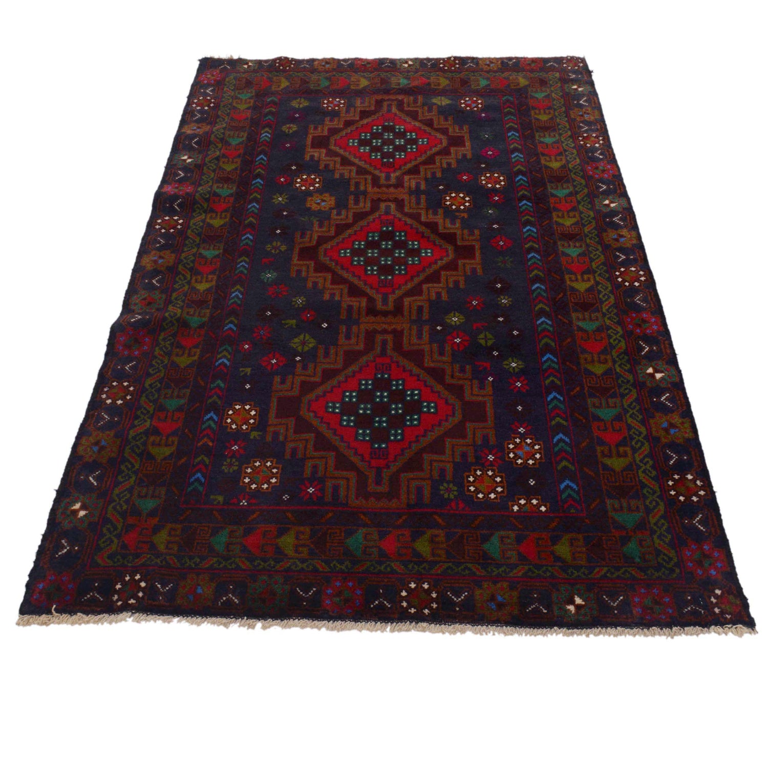 Tribal Baloch Rug 3' 7" x 6' 4" ft / 108 x 193 cm - No. G35409