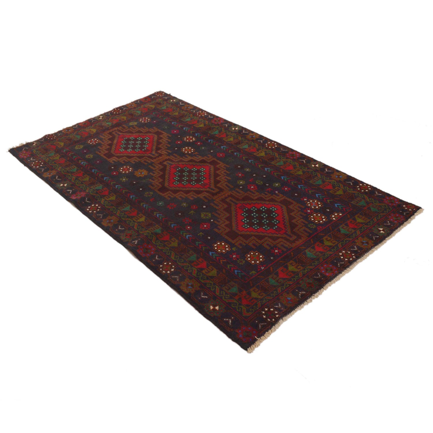 Tribal Baloch Rug 3' 7" x 6' 4" ft / 108 x 193 cm - No. G35409