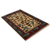 Beige Color War Rug 3' 5" x 5' 2" ft / 103 x 158 cm - No. G35415