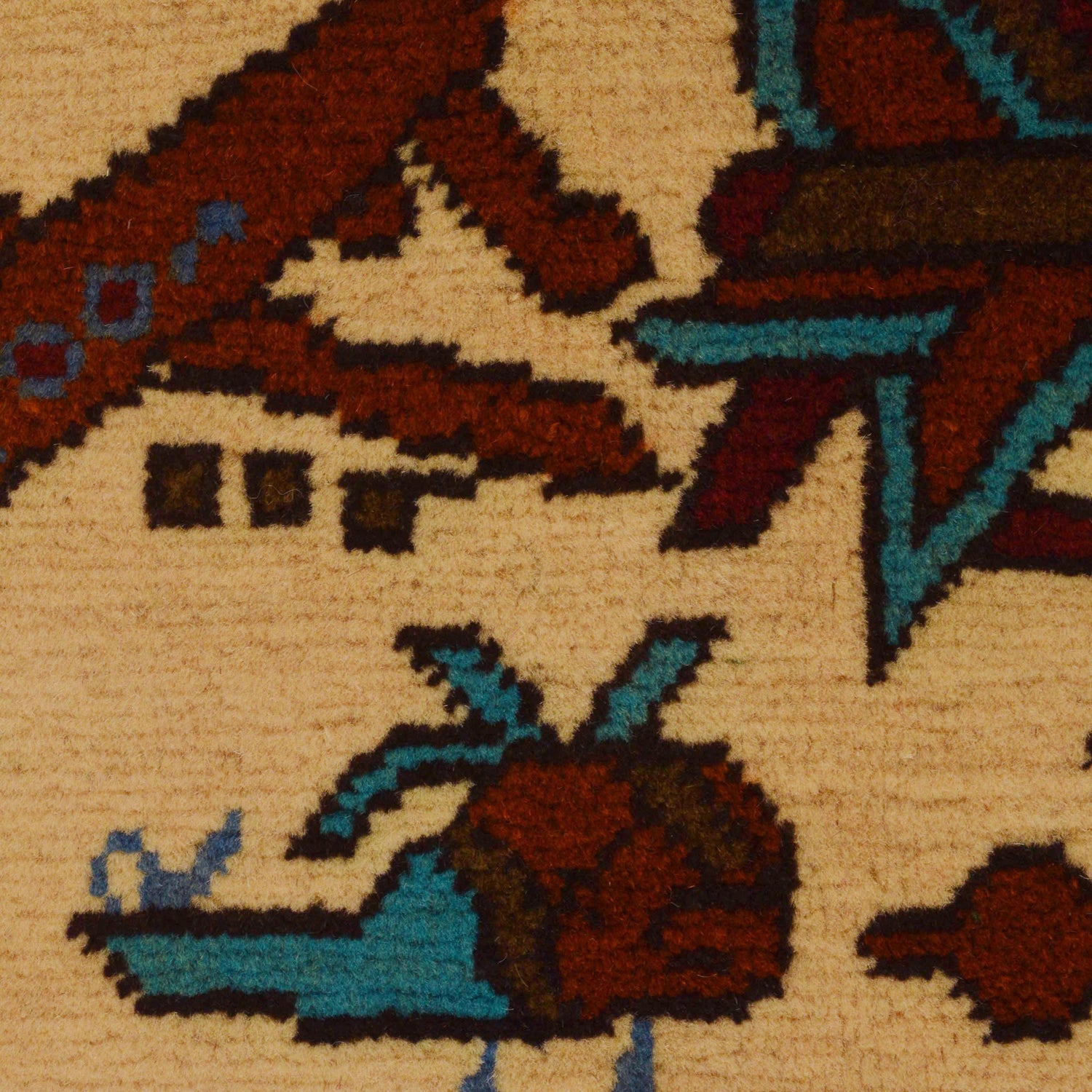 Beige Color War Rug 3' 5" x 5' 2" ft / 103 x 158 cm - No. G35415