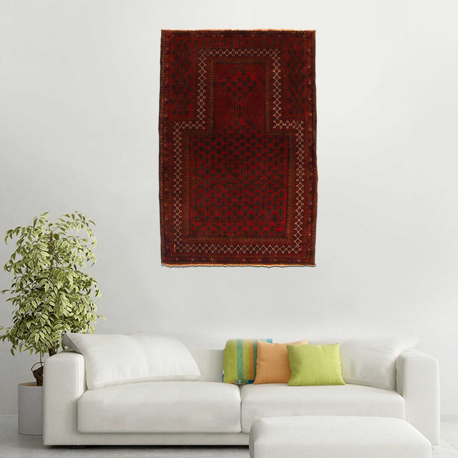 Hand Knotted Prayer Rug 3' 1" x 4' 8" ft / 94 x 142 cm -No. G35433