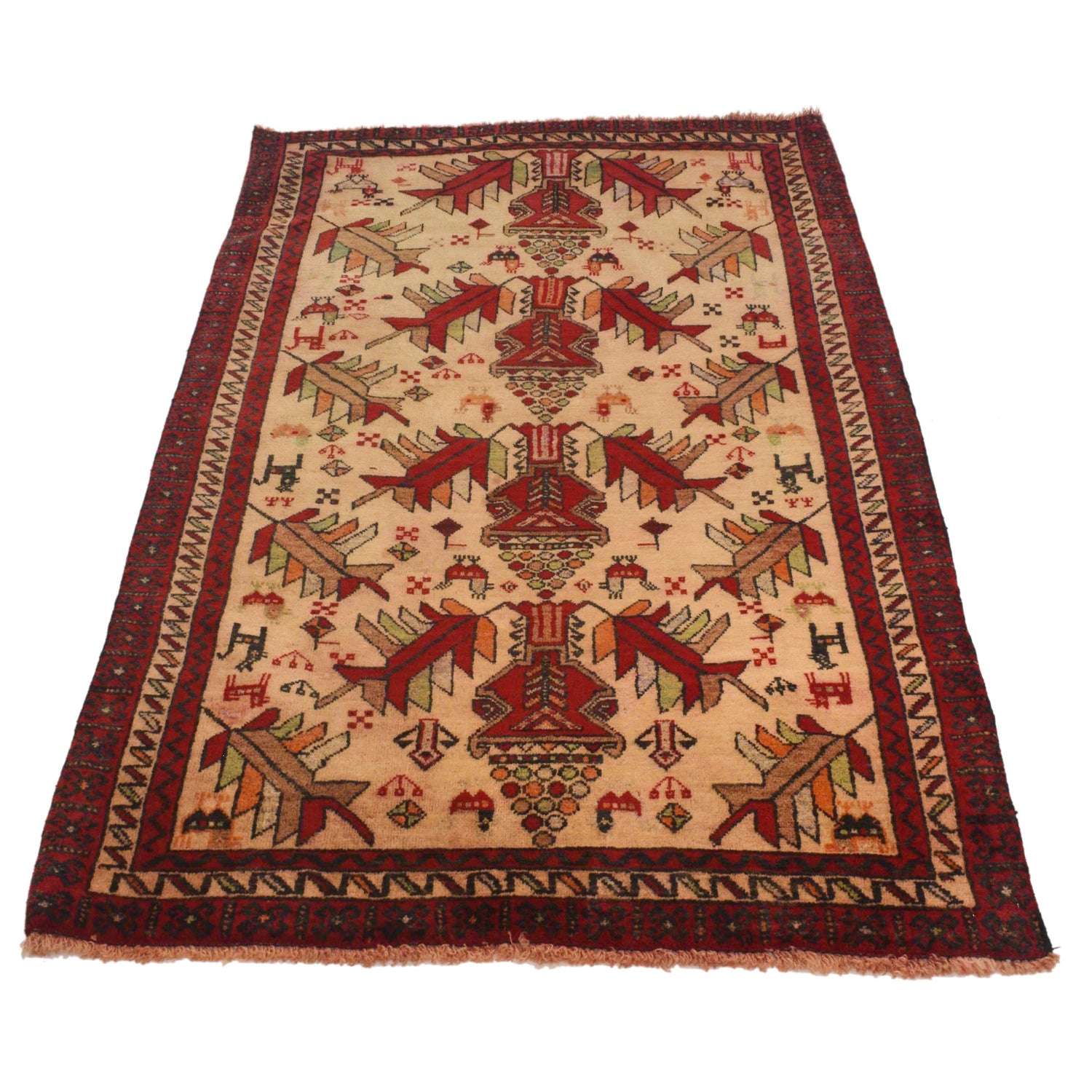 Beige Color Baluchi Rug 3' 1" x 5' 7" ft / 95 x 169 cm - No. G35436