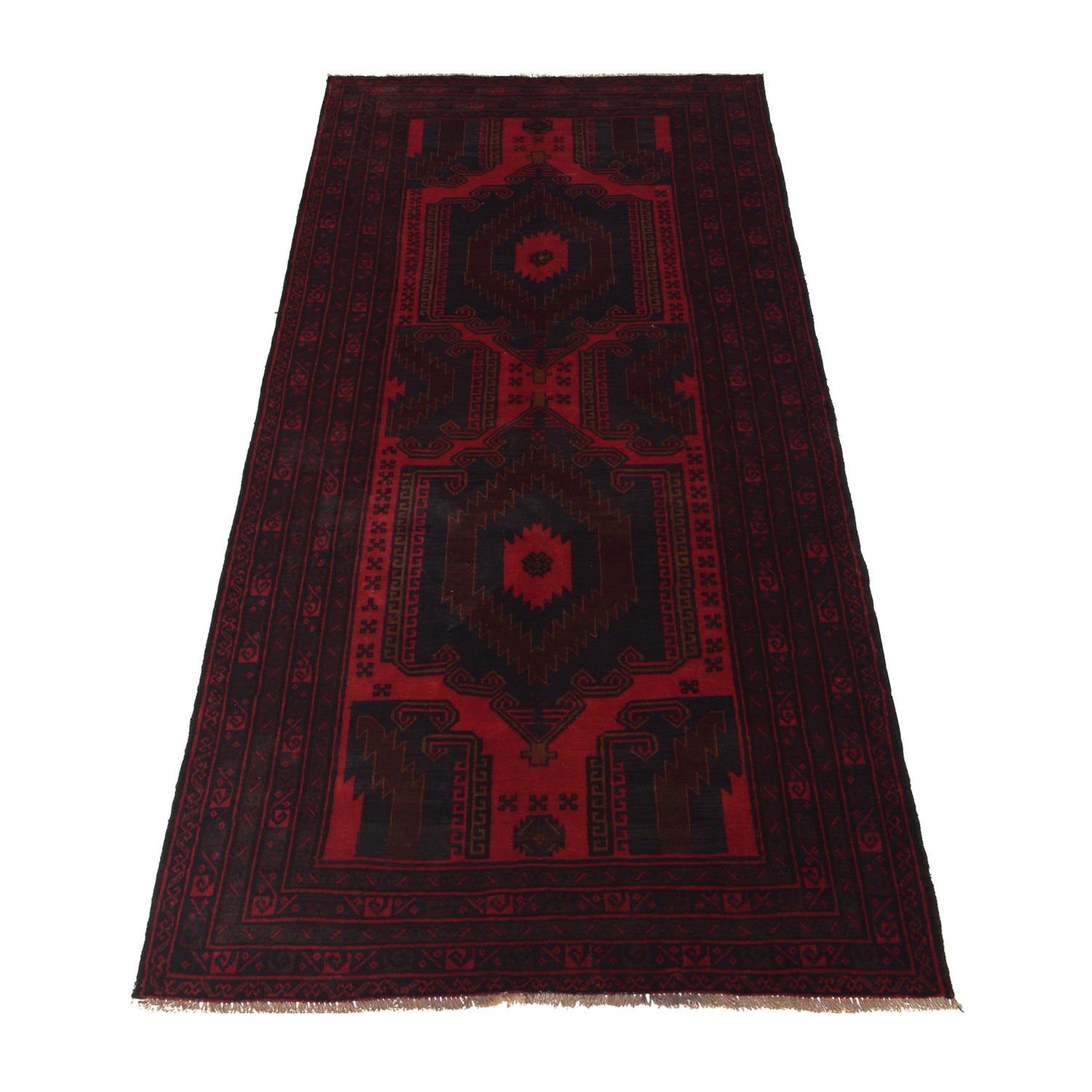 Traditional Baloch Rug 4' 1" x 8' 1" ft / 124 x 247 cm - No. G35504