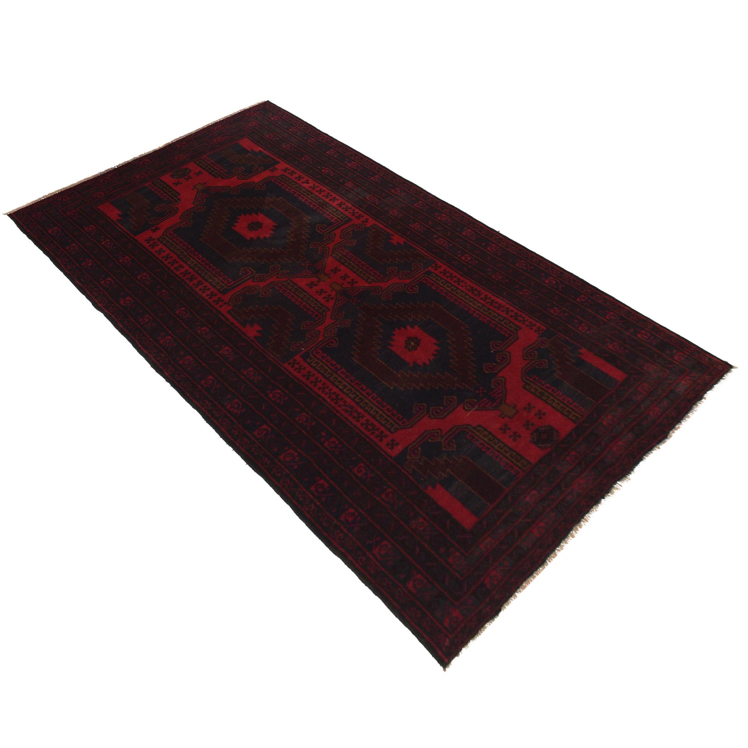 Traditional Baloch Rug 4' 1" x 8' 1" ft / 124 x 247 cm - No. G35504