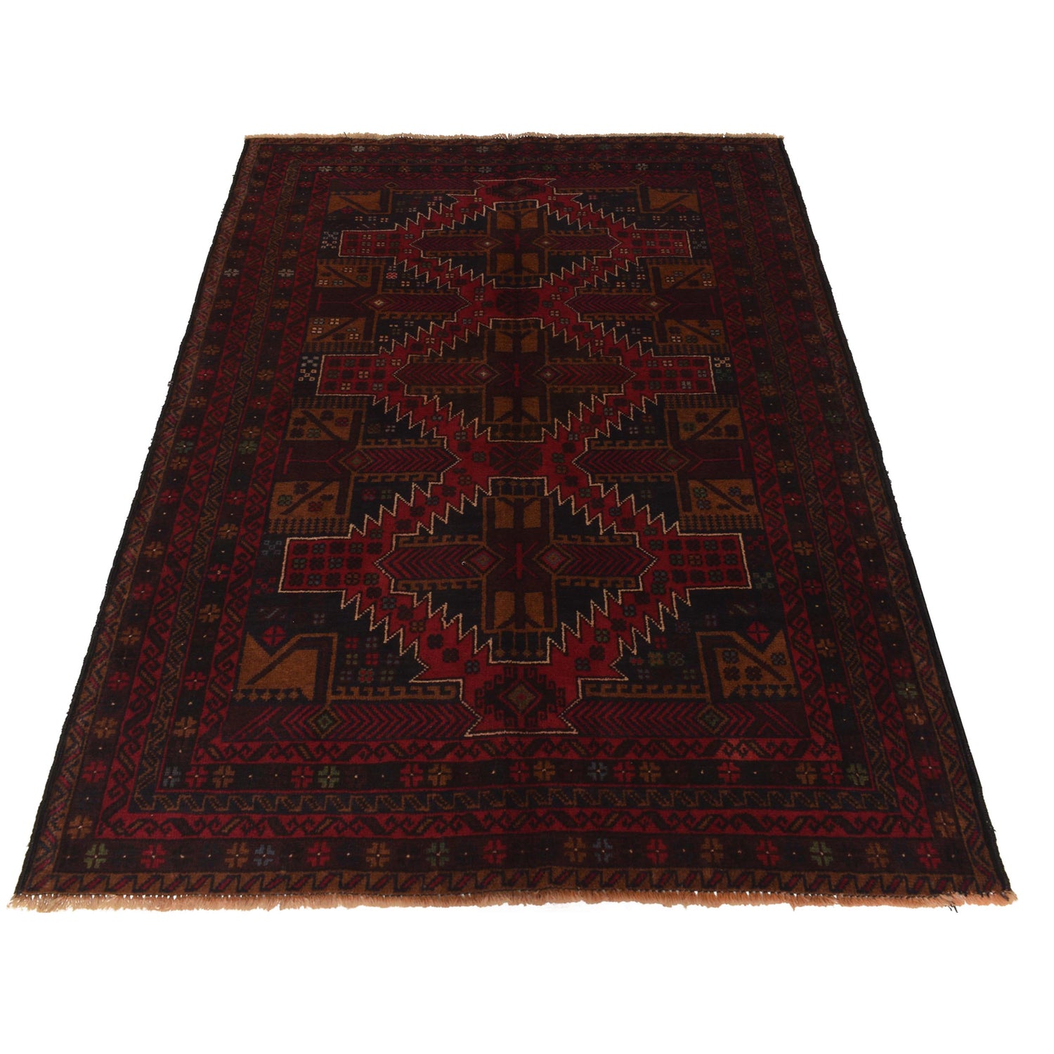 Handmade Baluchi Rug 4' 2" x 5' 10" ft / 128 x 178 cm - No. G35505