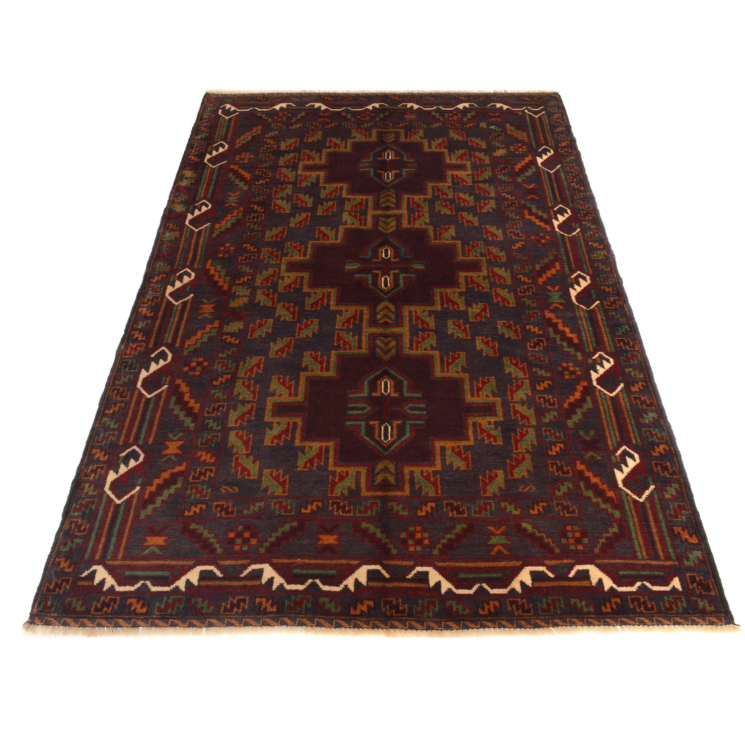 Traditional Baloch Rug 3' 8" x 6' 3" ft / 113 x 191 cm - No. G35506