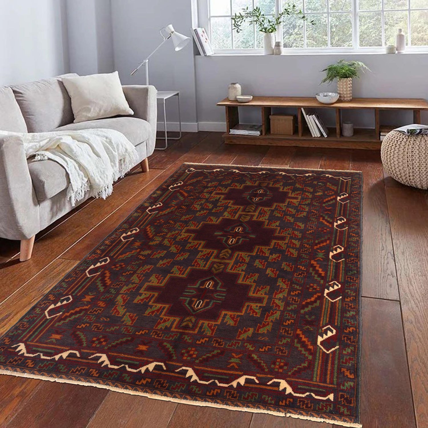 Traditional Baloch Rug 3' 8" x 6' 3" ft / 113 x 191 cm - No. G35506