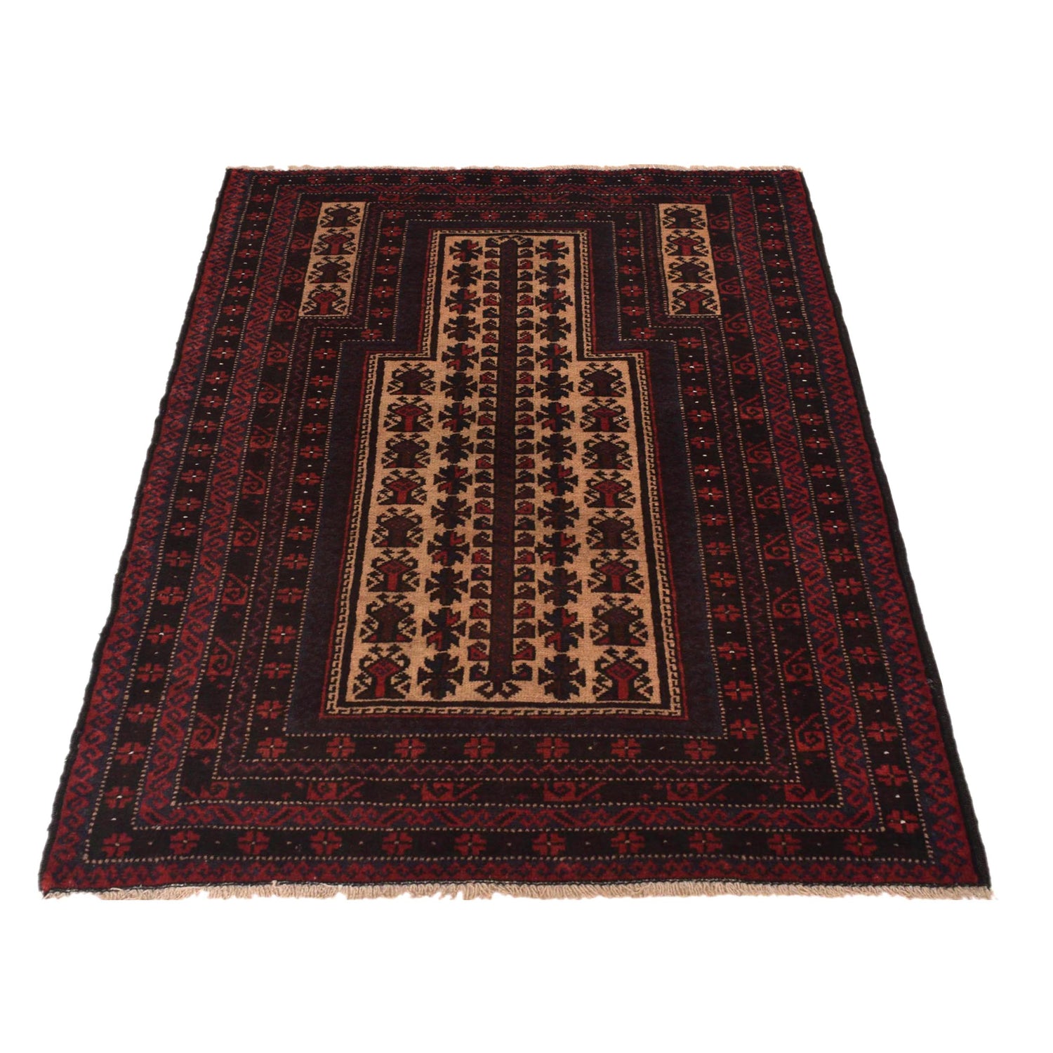 Small Prayer Carpet 2' 10" x 4' 2" ft / 87 x 127 cm - No. G35509