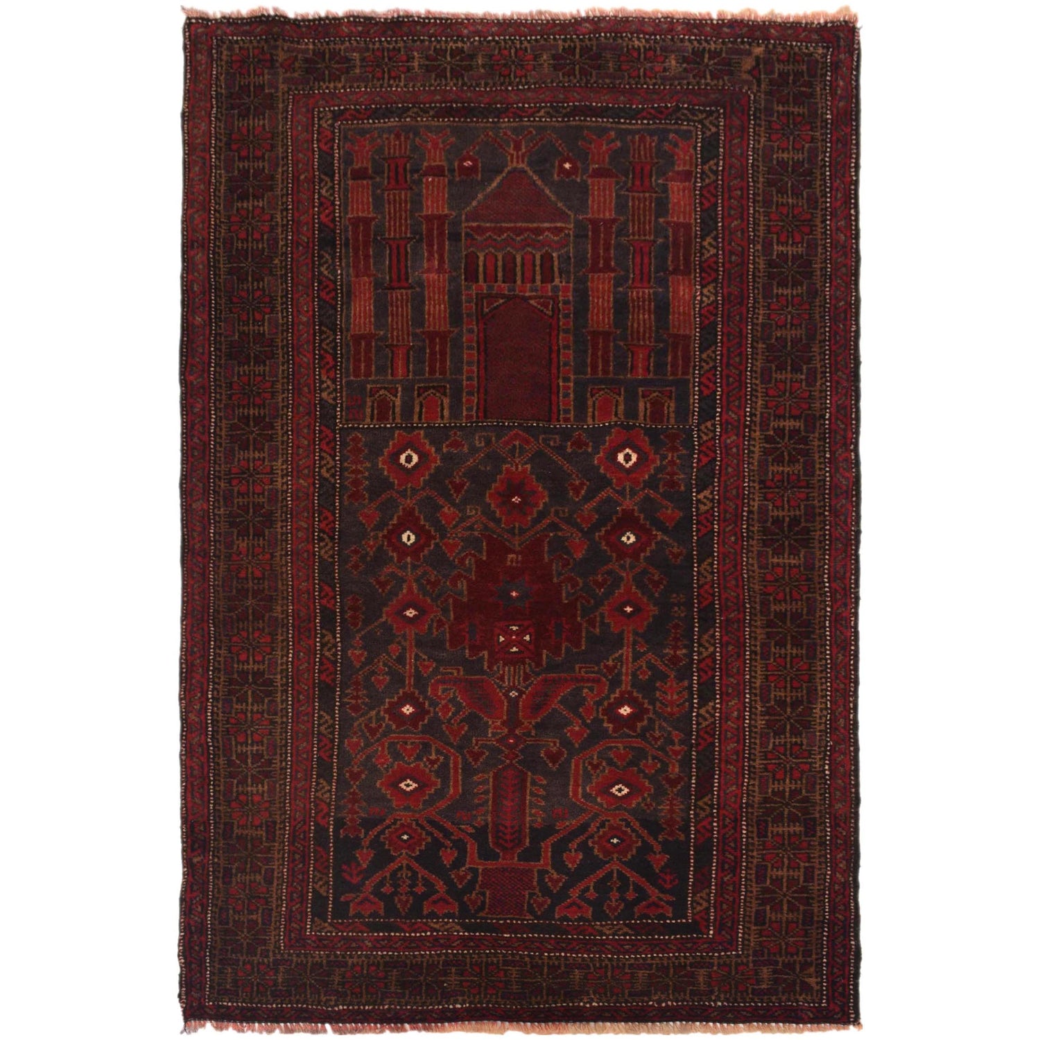Small Prayer Carpet 2' 8" x 4' 6" ft / 82 x 138 cm -No. G35510