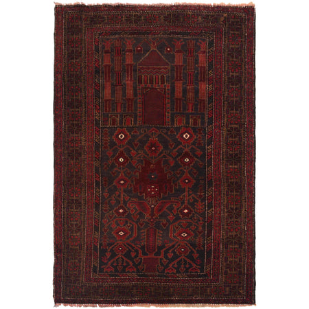 Small Prayer Carpet 2' 8" x 4' 6" ft / 82 x 138 cm -No. G35510